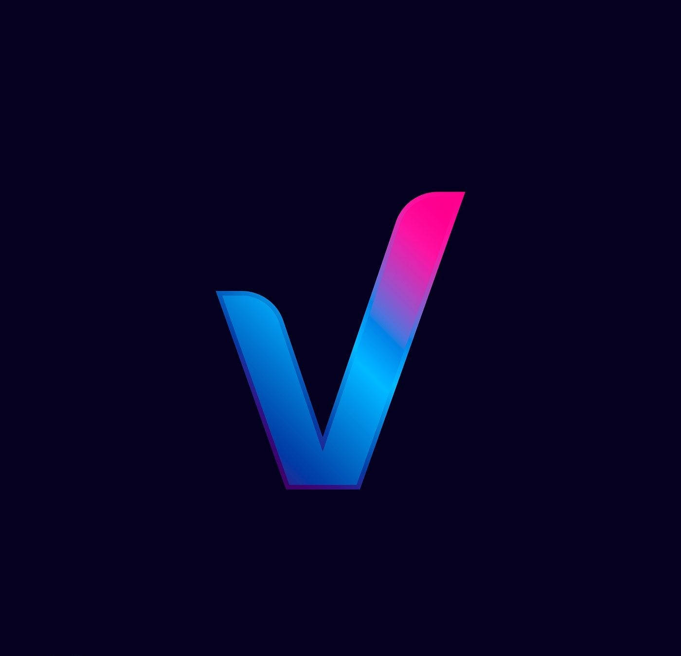 Plain Blue And Pink Letter V Background