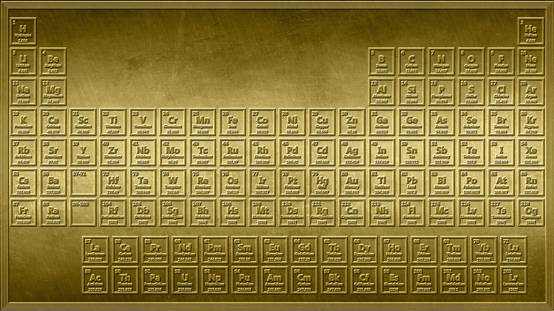 Plain Gold Periodic Table Background