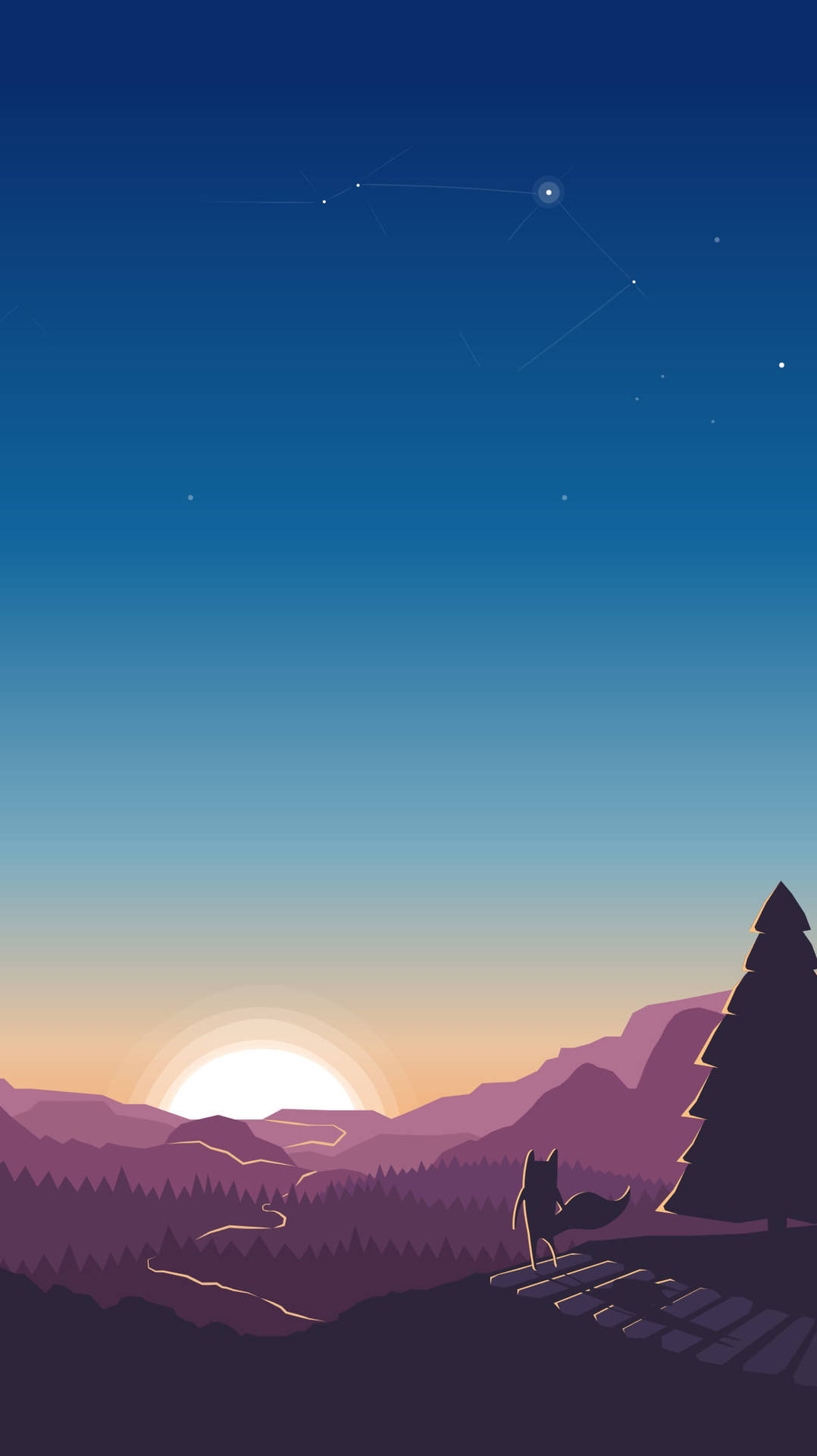 Plain Hd Iphone Cartoon Landscape Background