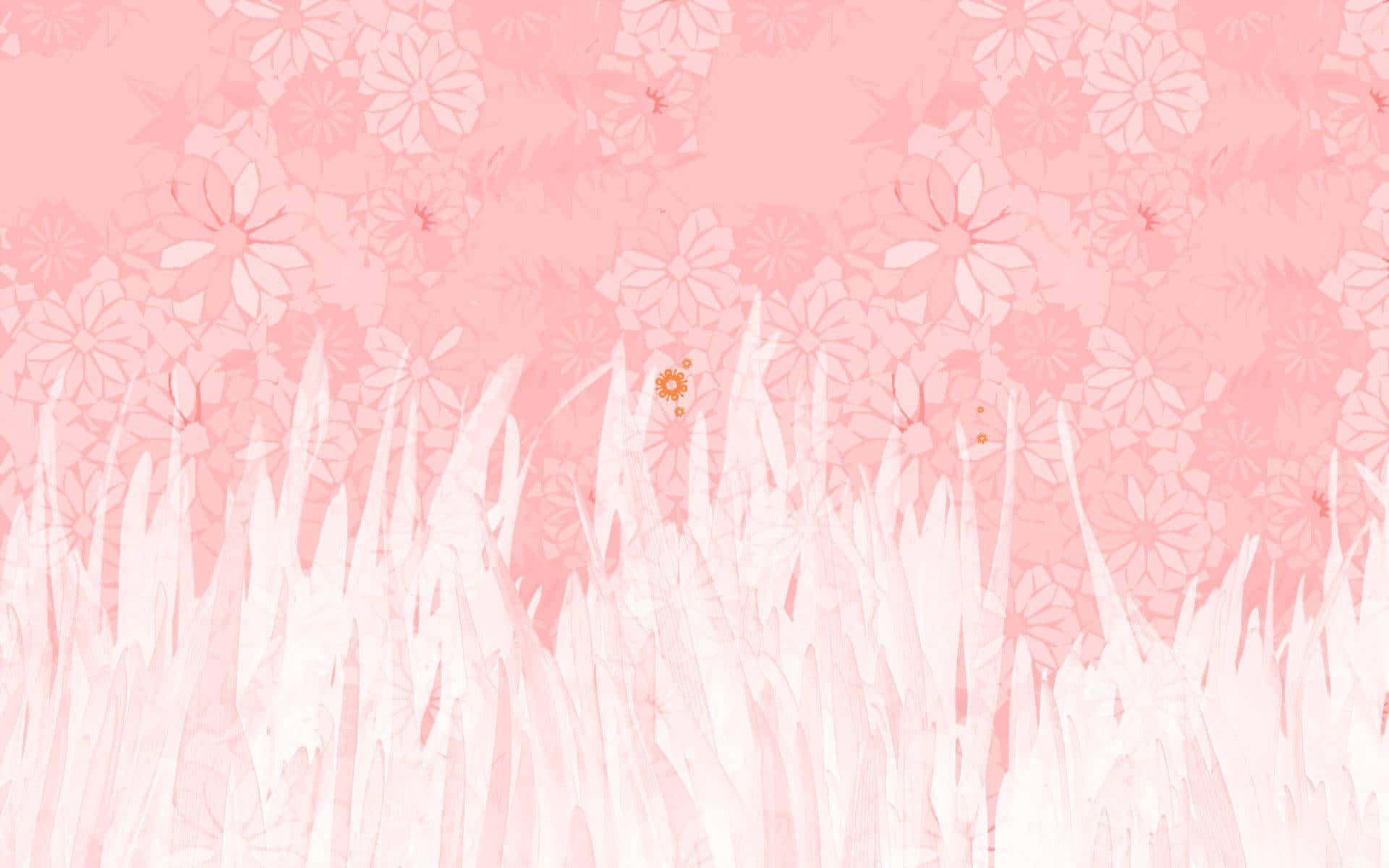 Plain Pink Flower And Grass Desktop Background