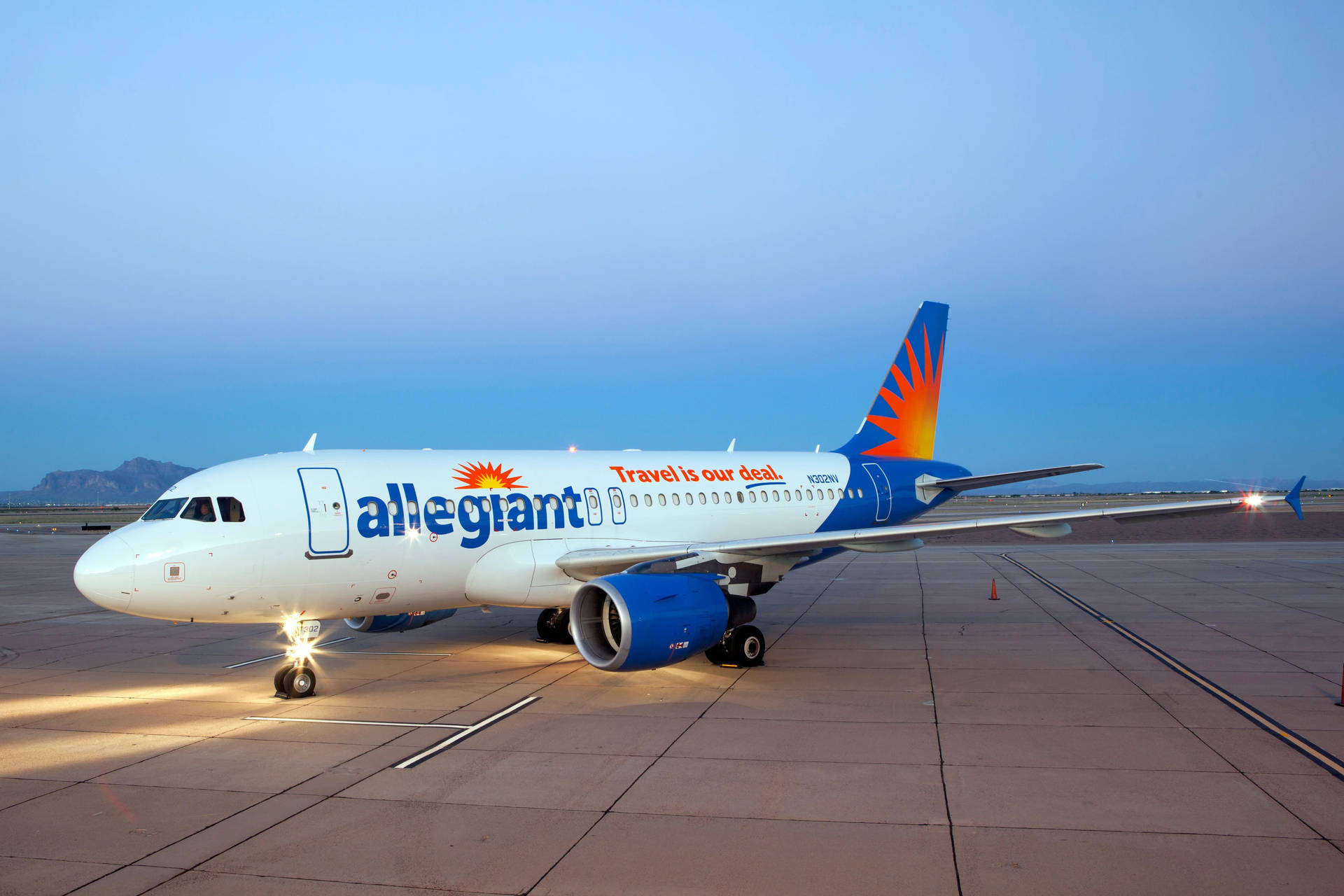 Plane In Runway Allegiant Air Background