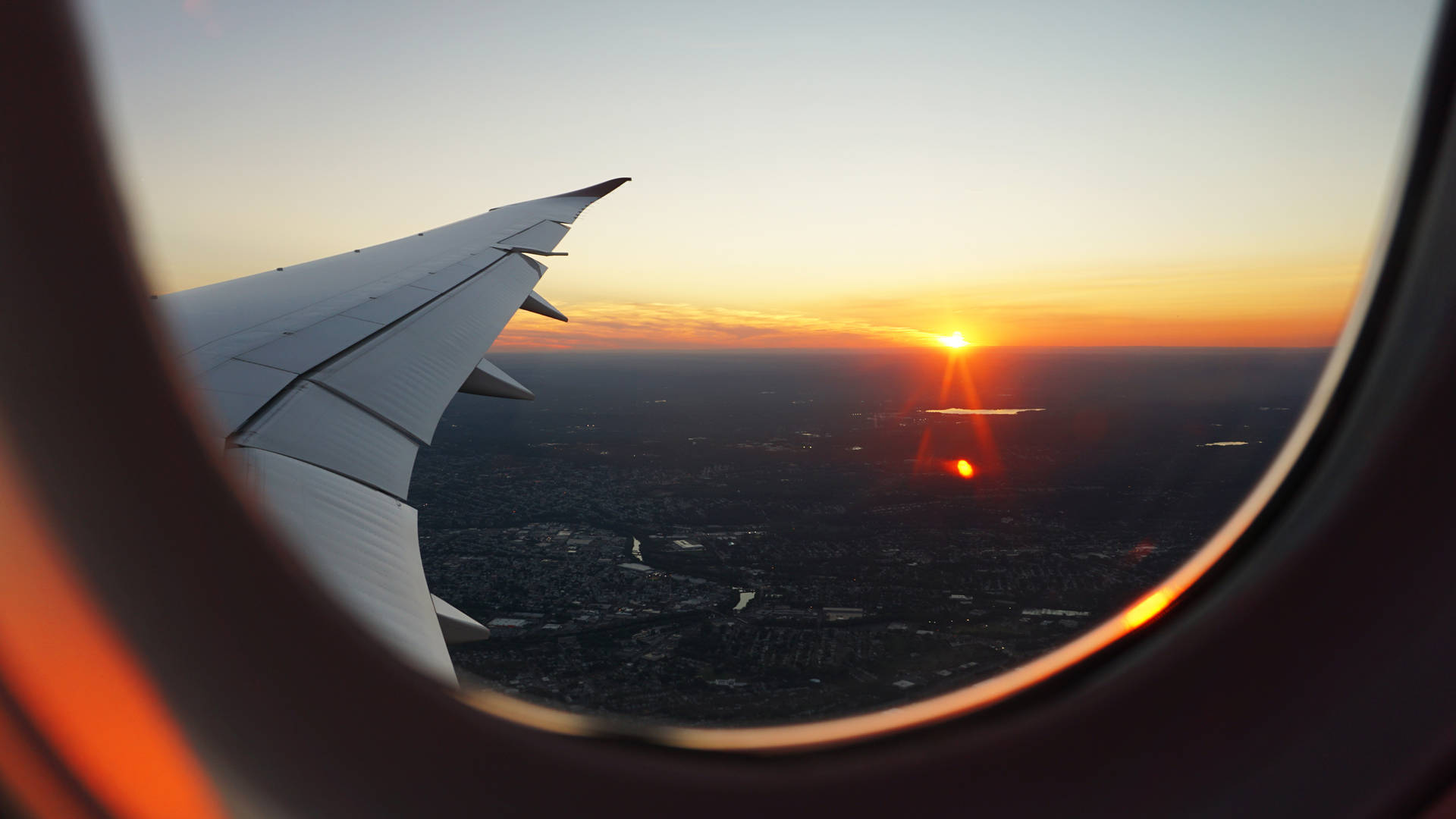 Plane Wing During Sunset Background