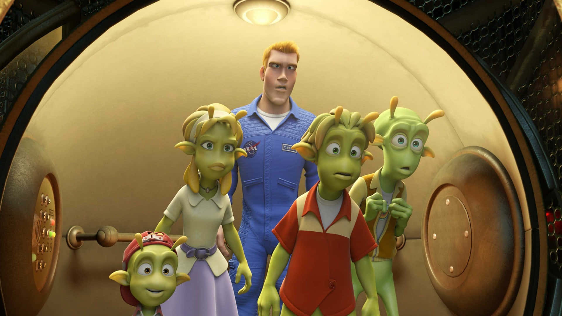 Planet 51 Captain Charles With Aliens Background