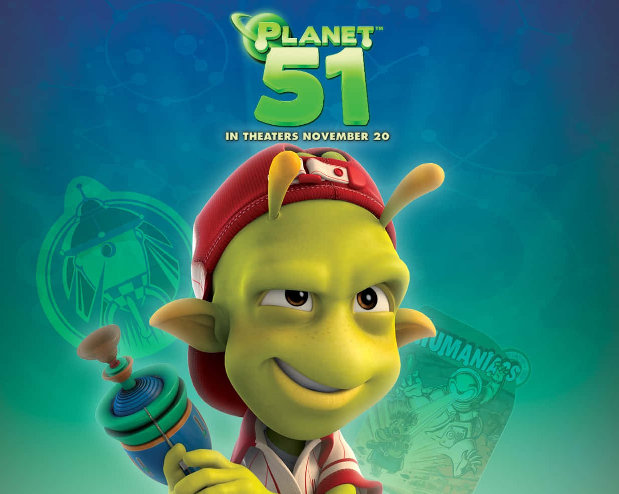 Planet 51 Lem With Laser Gun Background