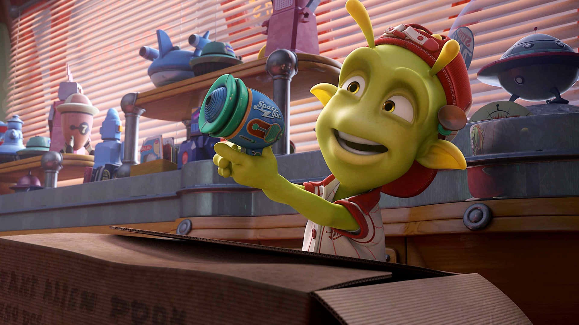 Planet 51 Lem With Toy Gun Background