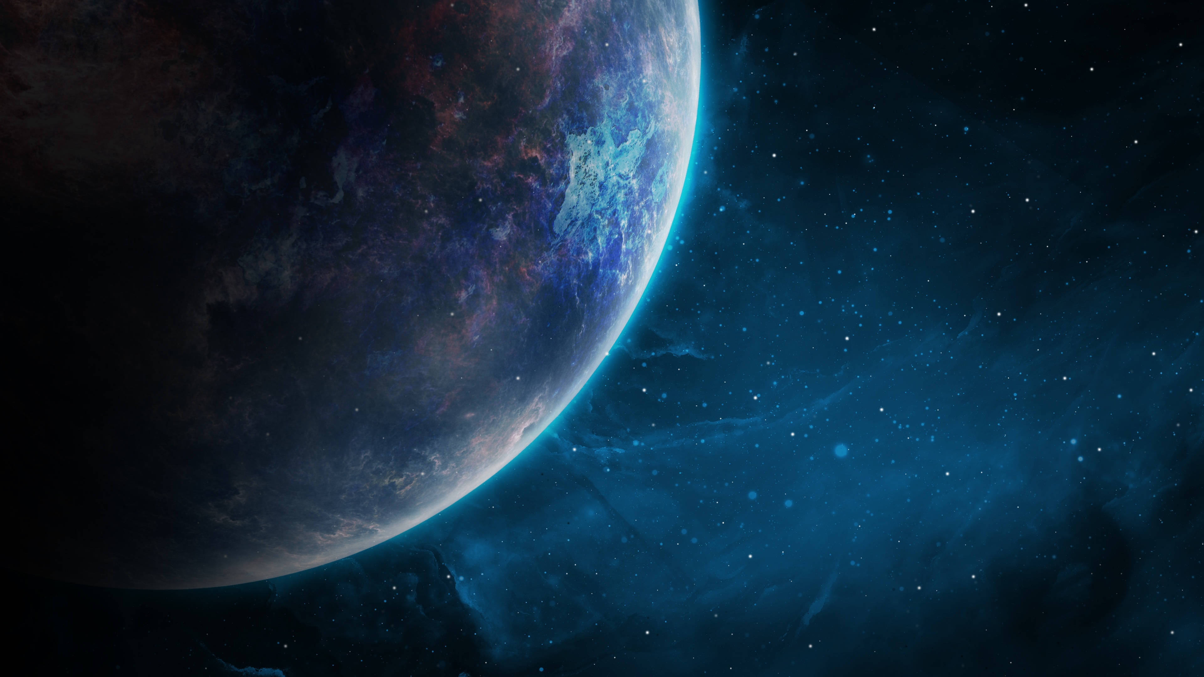 Planet And Starry Colorful Galaxy Background