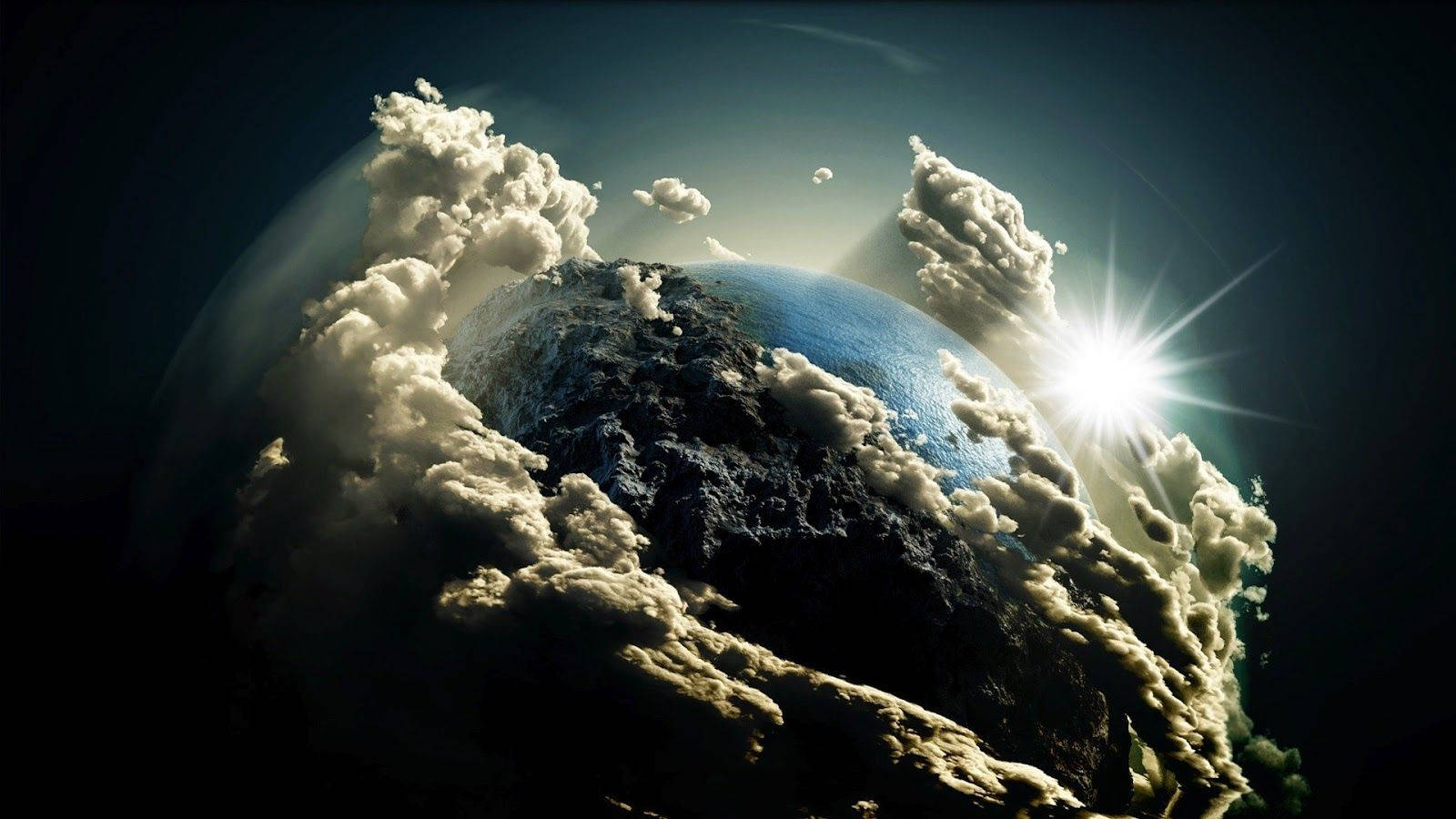 Planet Earth Cloud Enveloped Background