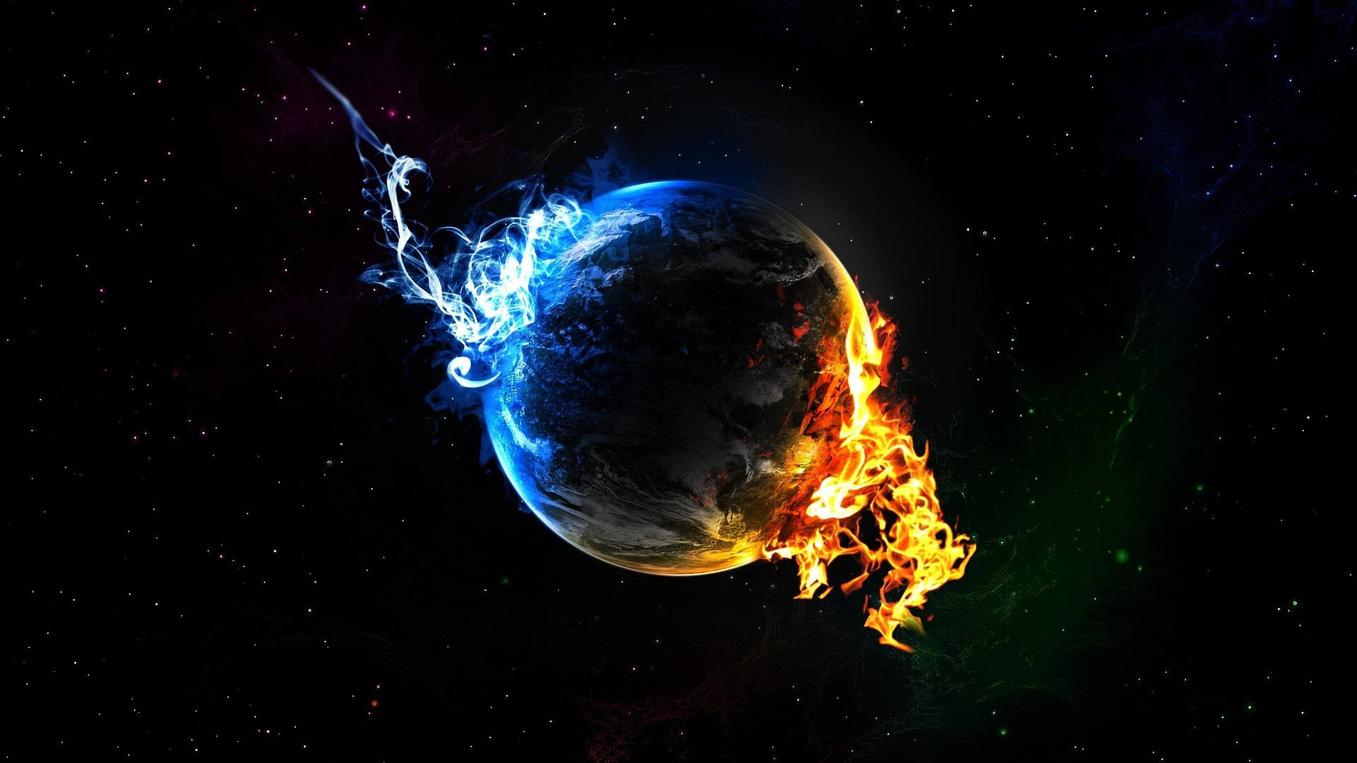 Planet Earth Hemisphere Flares Background