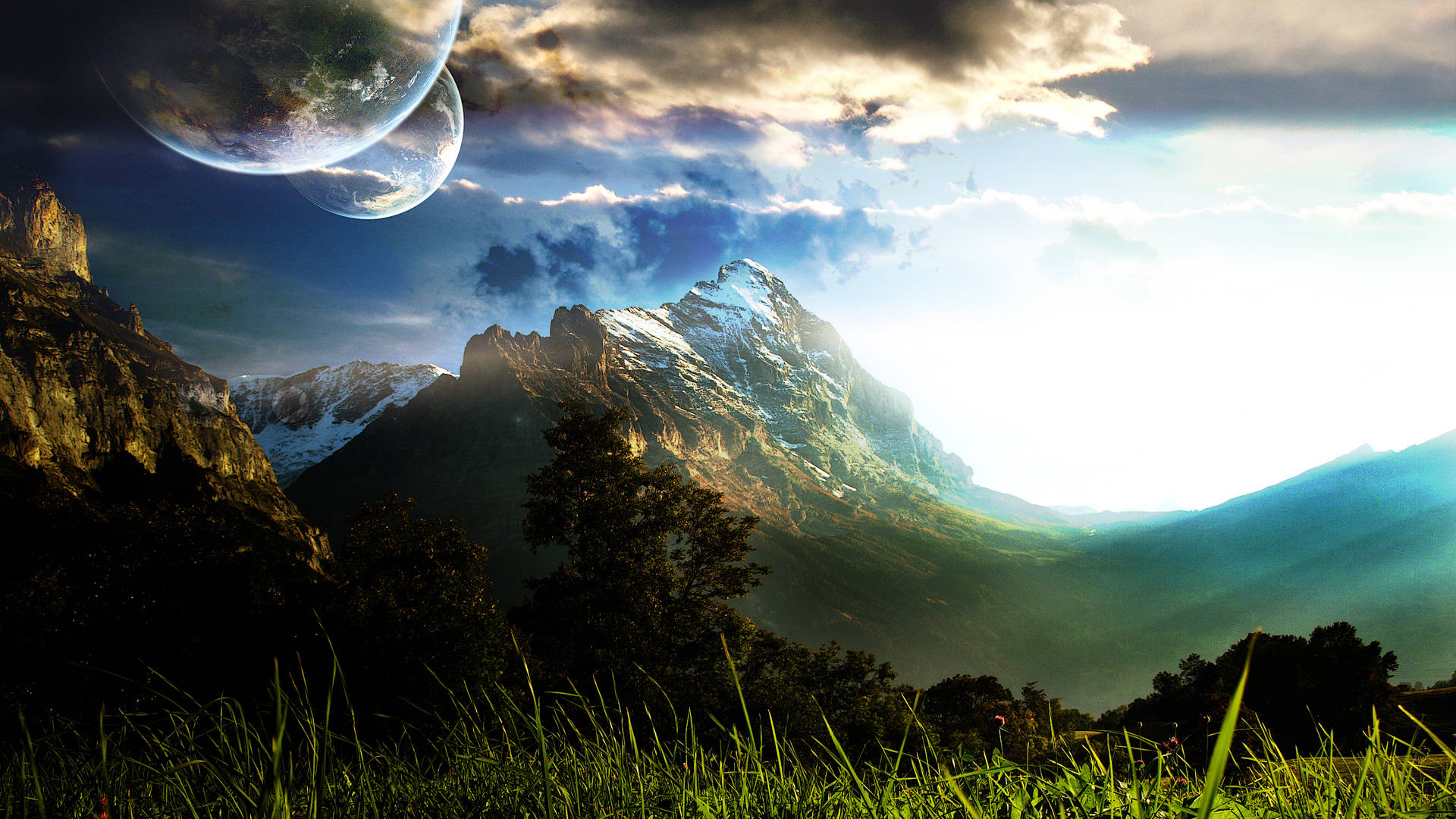 Planet In Sky Aesthetic Landscape Background