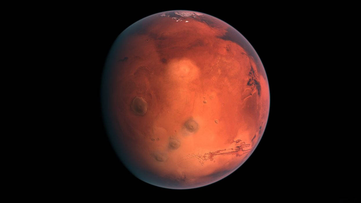 Planet Mars In Bubble Effect Background