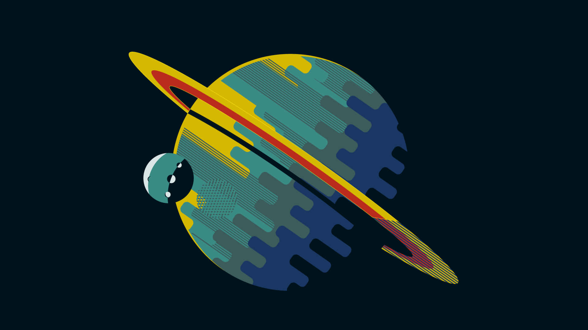 Planet Saturn And Moon Minimal Background Background