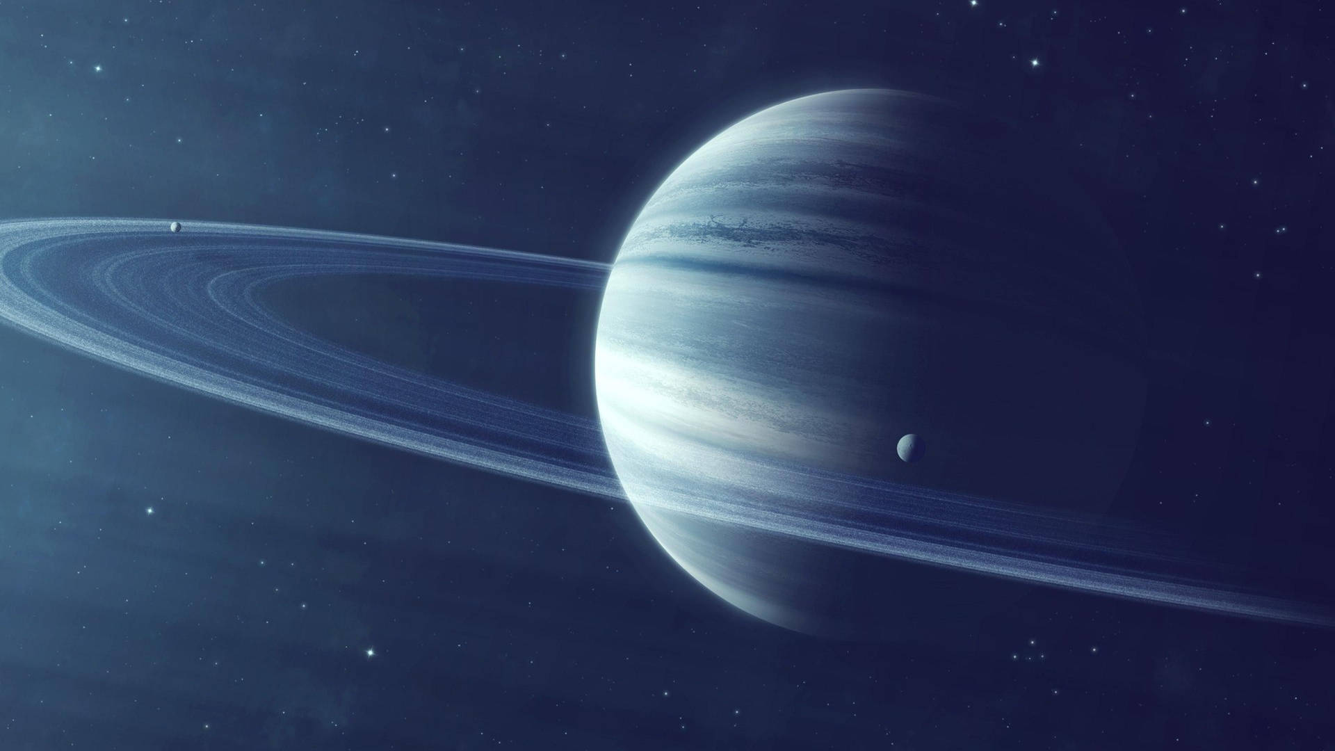 Planet Saturn And Stars Background