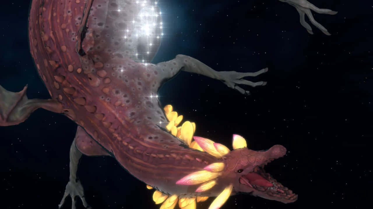Planet_ With_ Alien_ Creature_ Flight Background