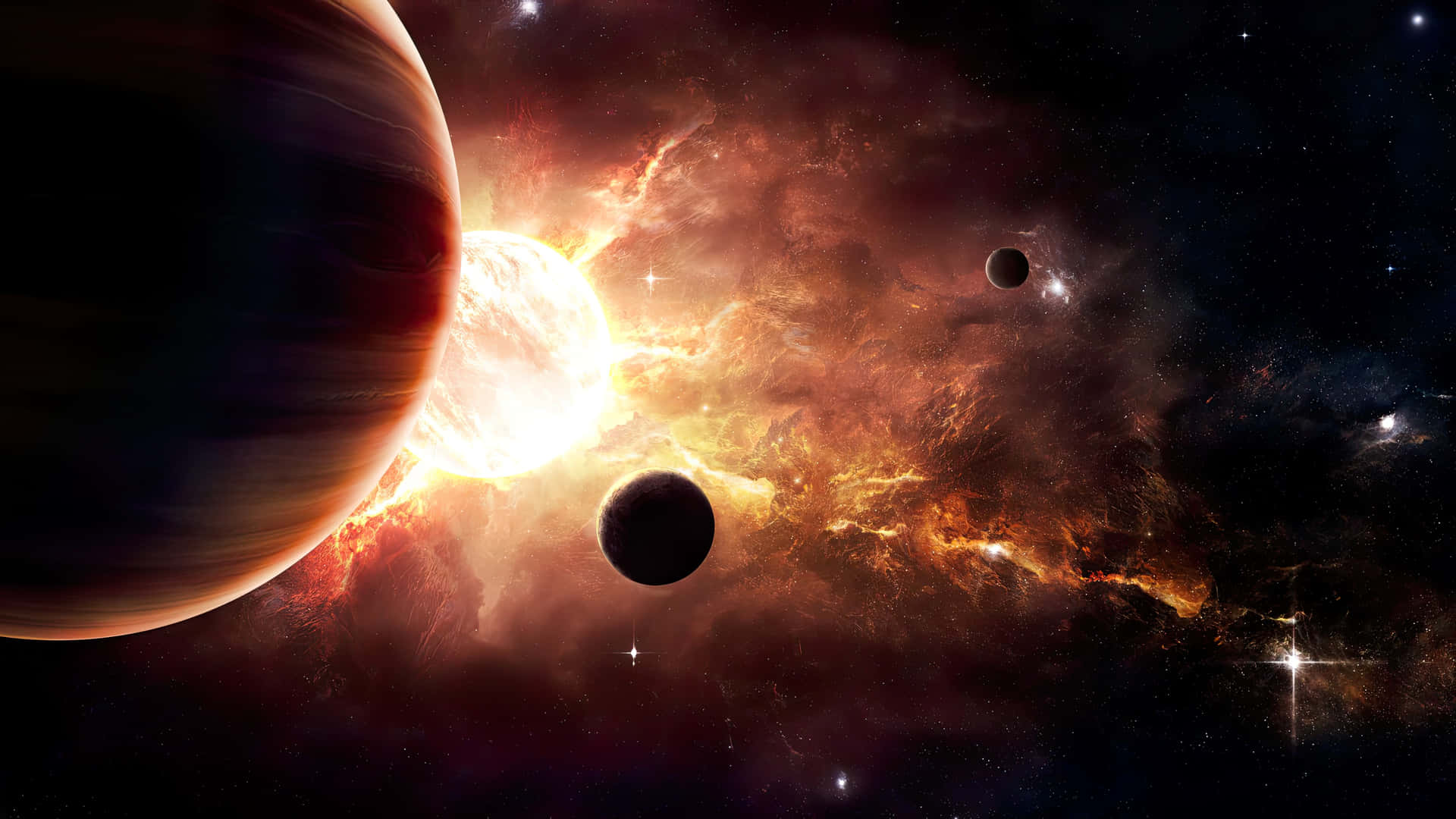 Planet With Anime Action Scene Background