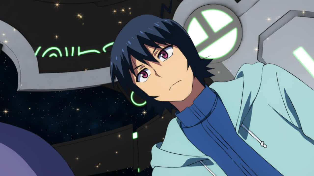 Planet_ With_ Anime_ Character_ Space_ Background Background