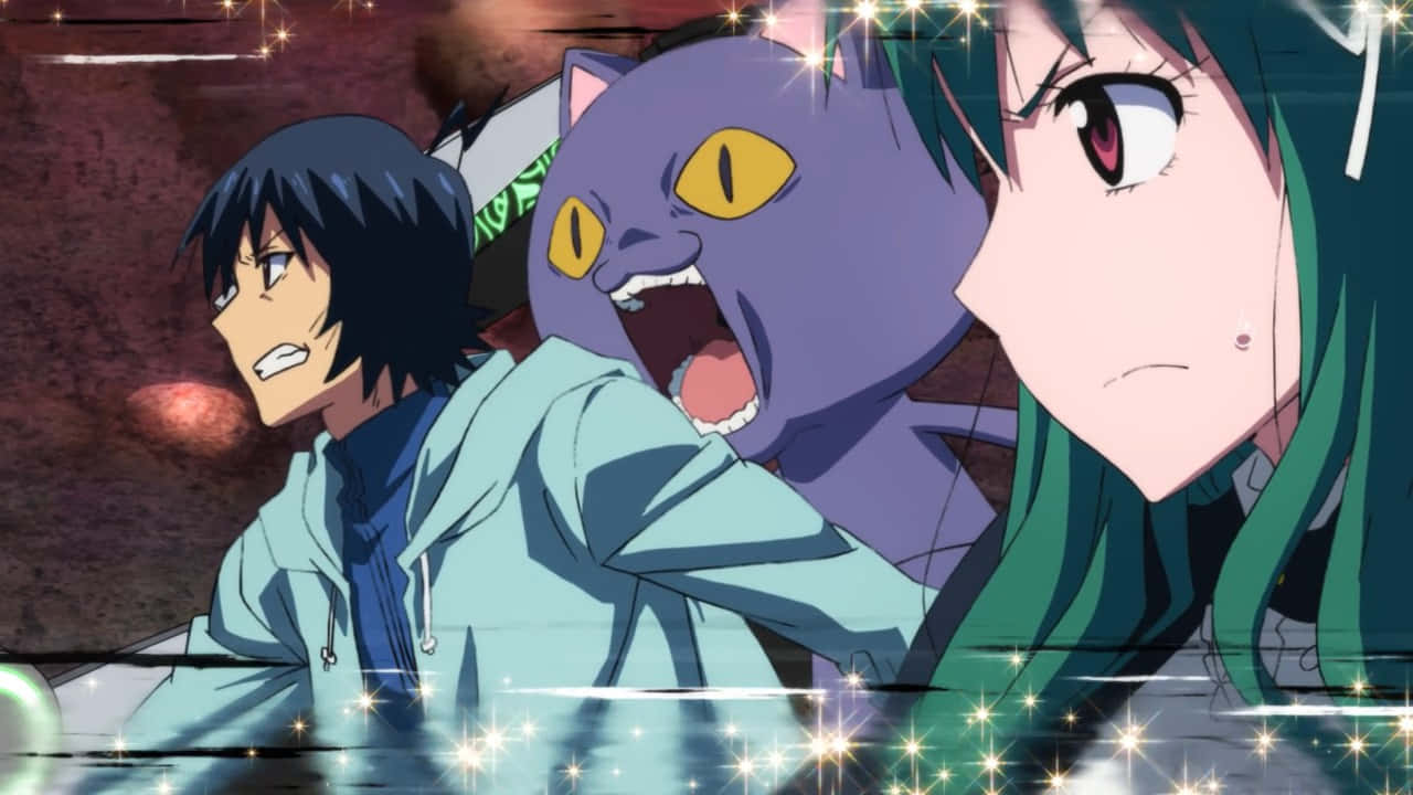 Planet With Anime Charactersin Action Background