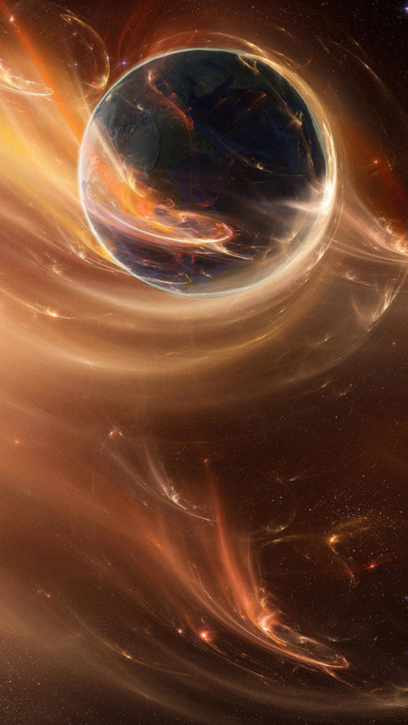 Planet With Gold Light Space Iphone Background