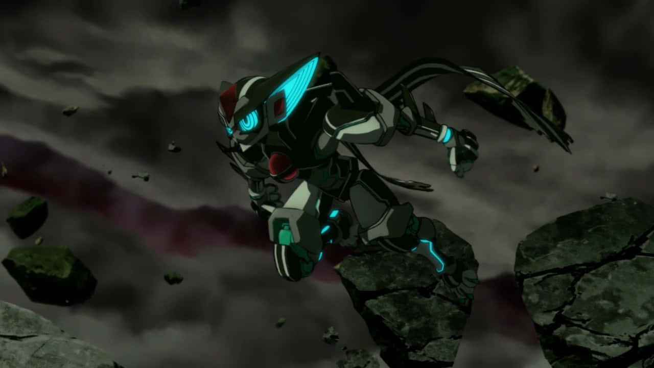 Planet With Mecha Battle Scene Background