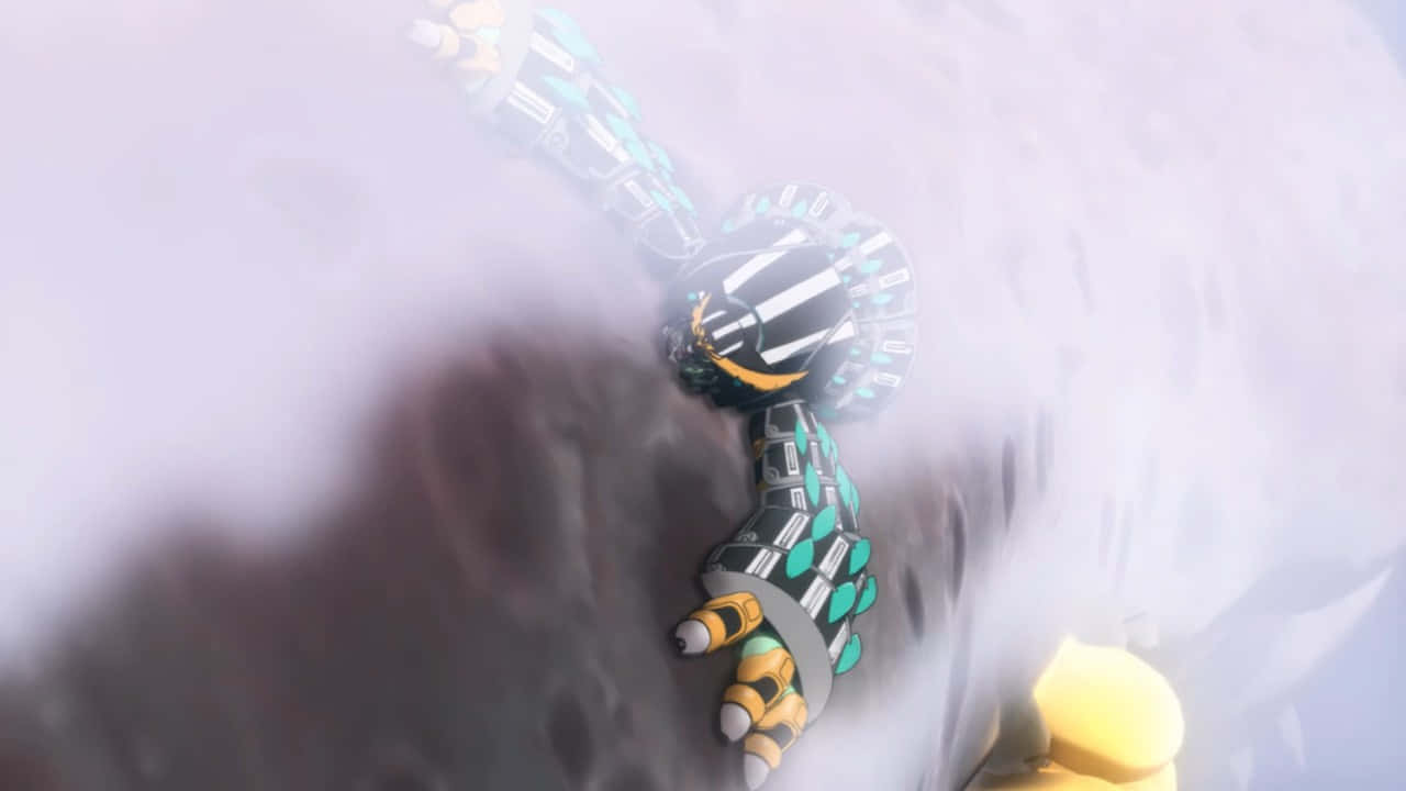 Planet_ With_ Mecha_ In_ Flight Background