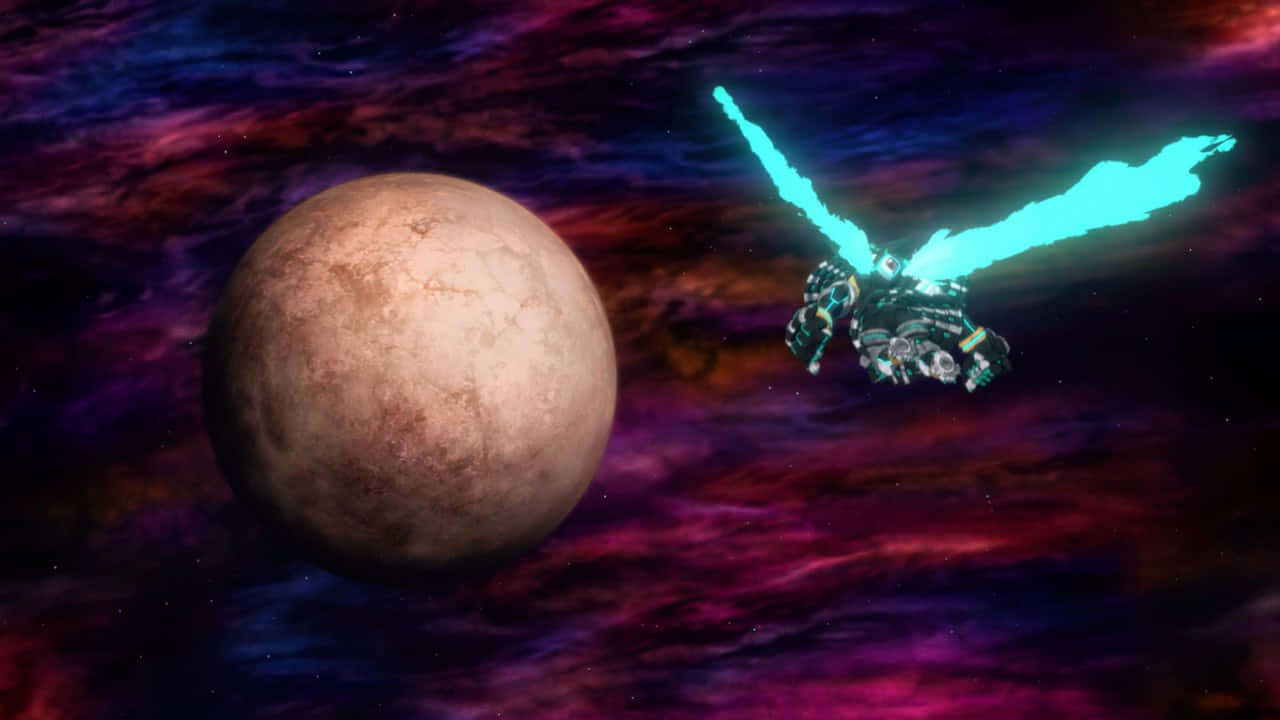 Planet_ With_ Mecha_ Space_ Battle Background