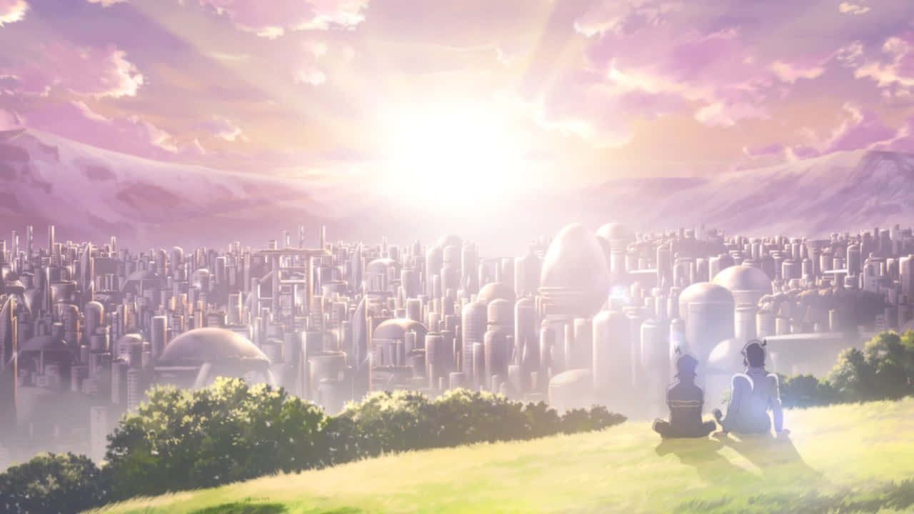 Planet_ With_ Sunset_ Cityscape Background