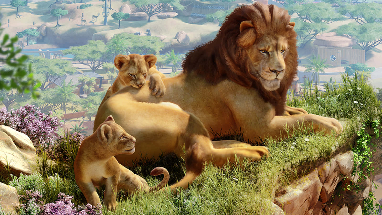 Planet Zoo Video Game Lion Family Background