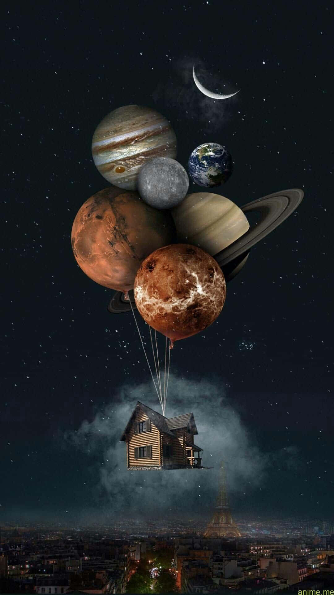 Planetary Balloon House Fantasy Background