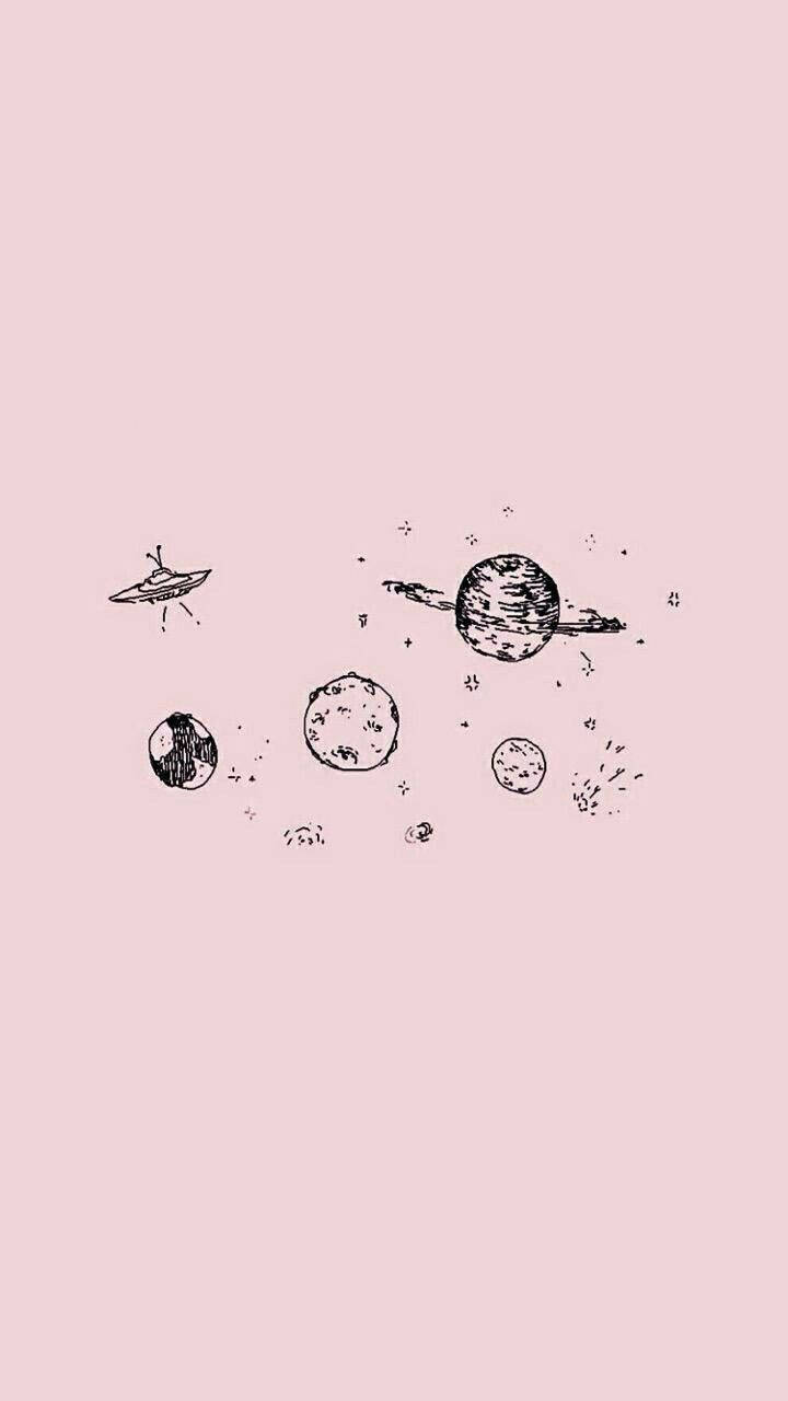 Planets Aesthetic Sketches Background