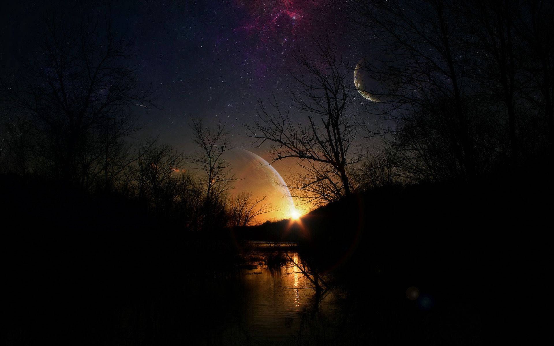 Planets Filled Sky Night Background