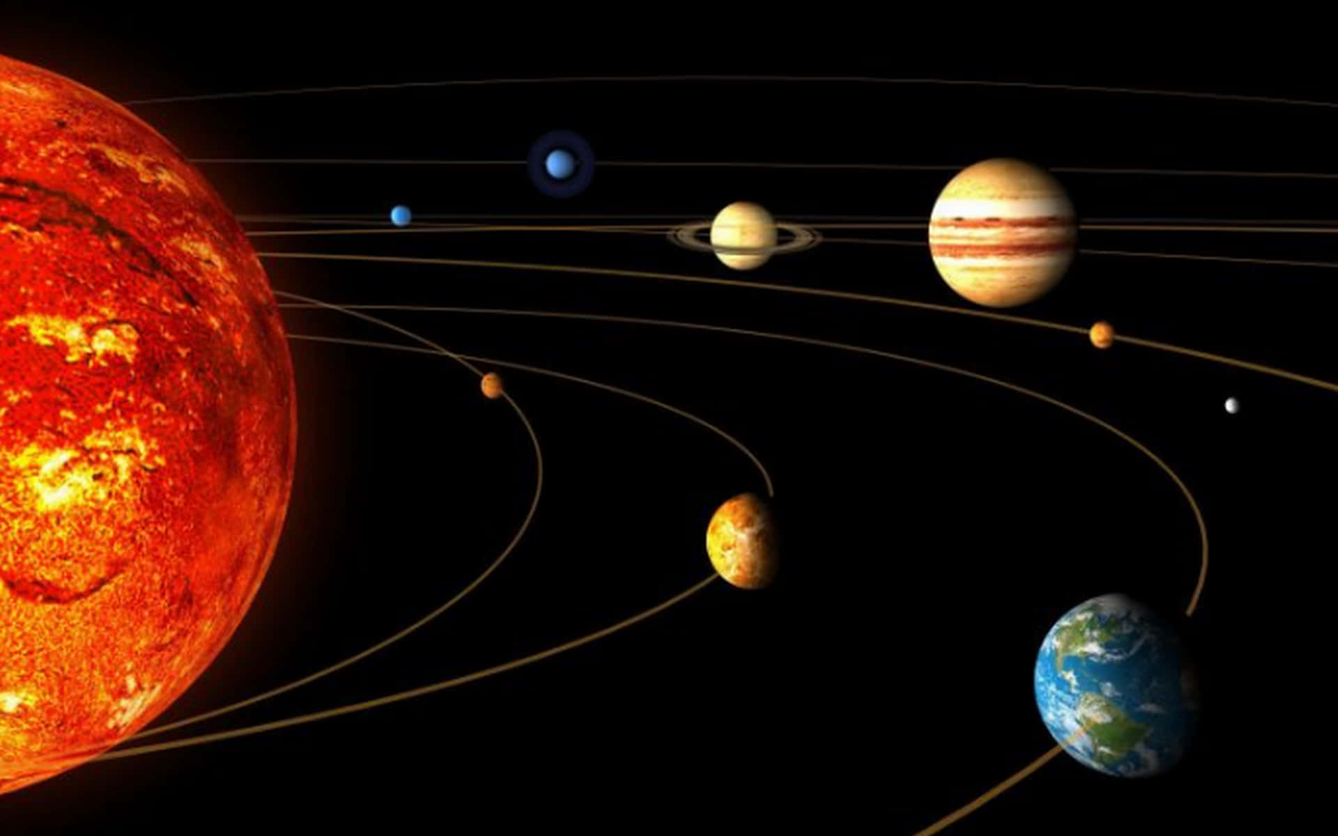 Planets Orbiting In Solar System Background