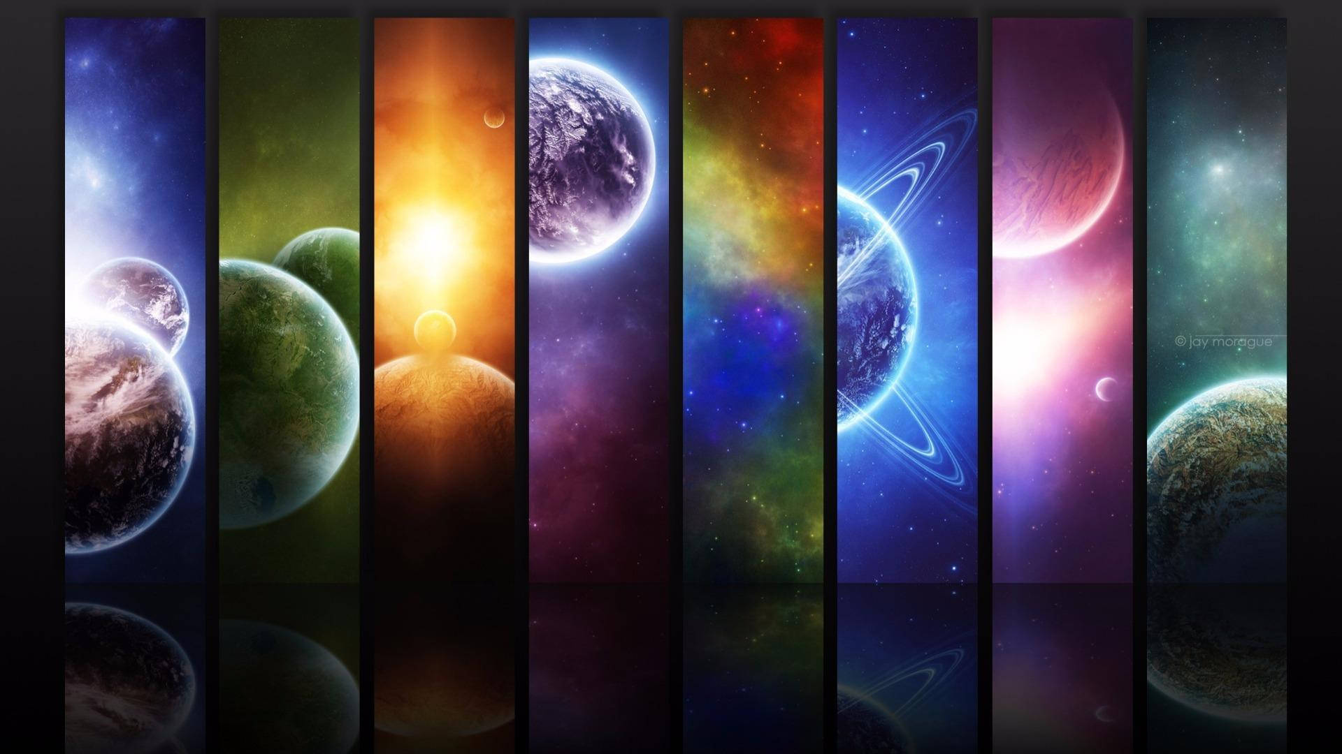 Planets Photo Tile Collage Background