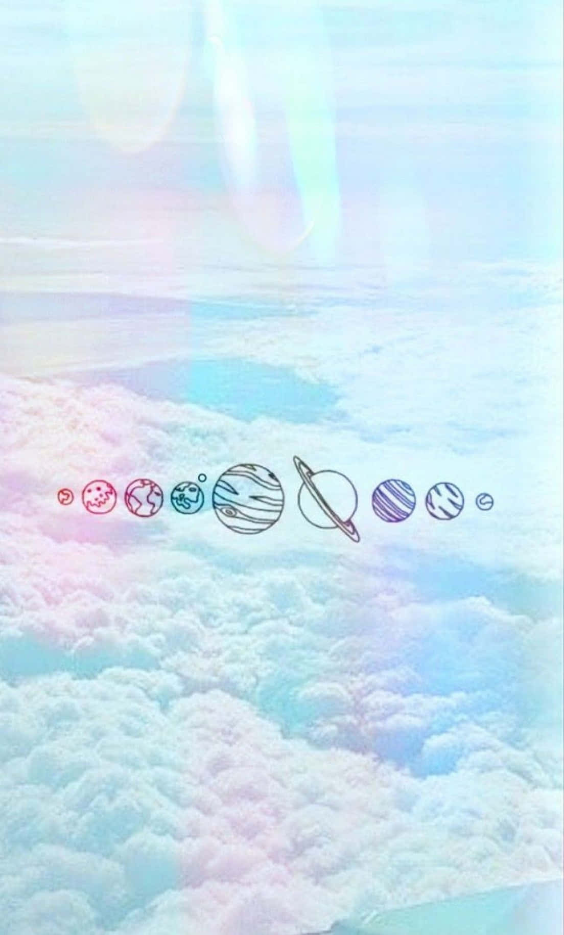 Planets Pink And Blue Aesthetic Background