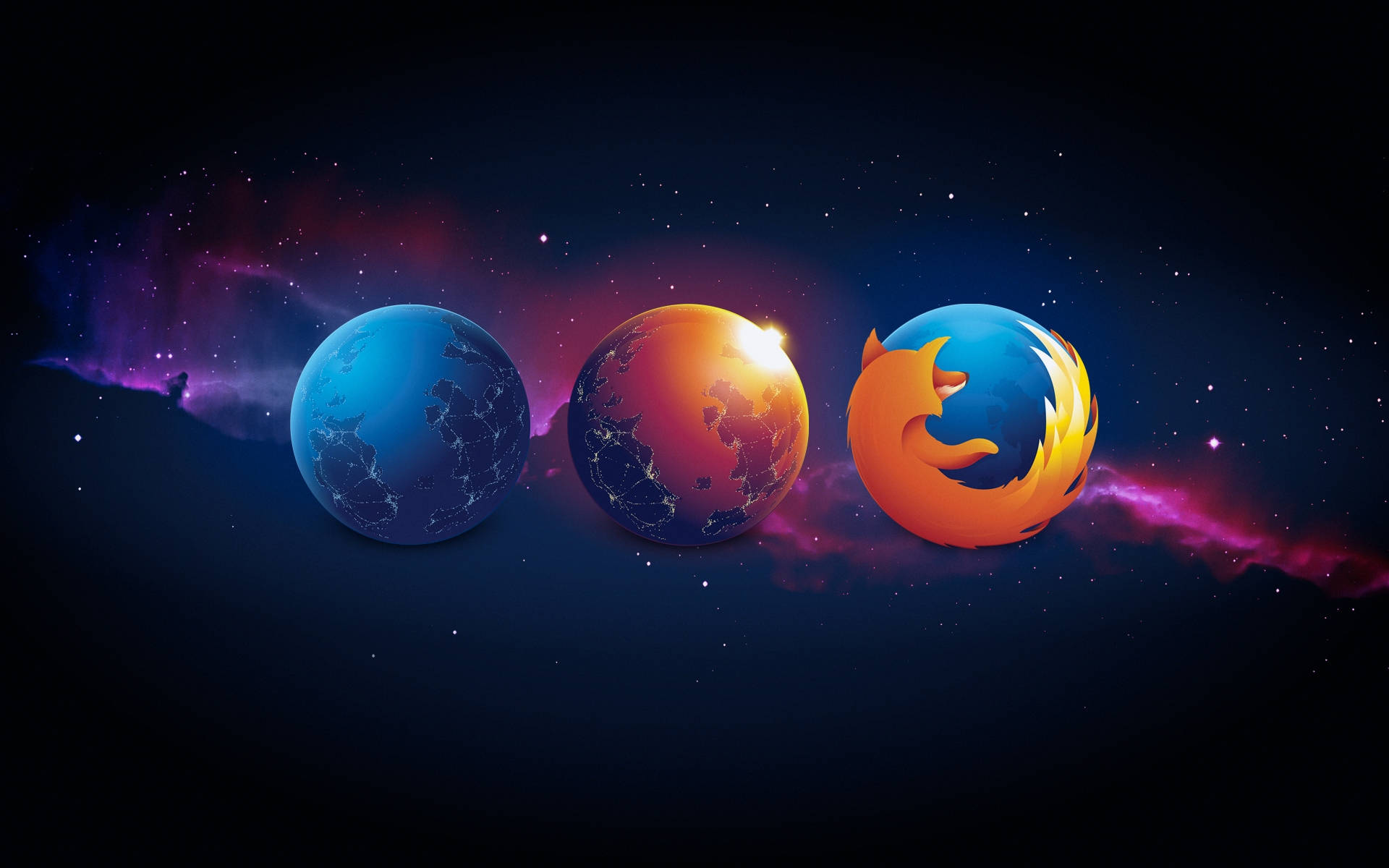 Planets With Mozilla Firefox Browser Background