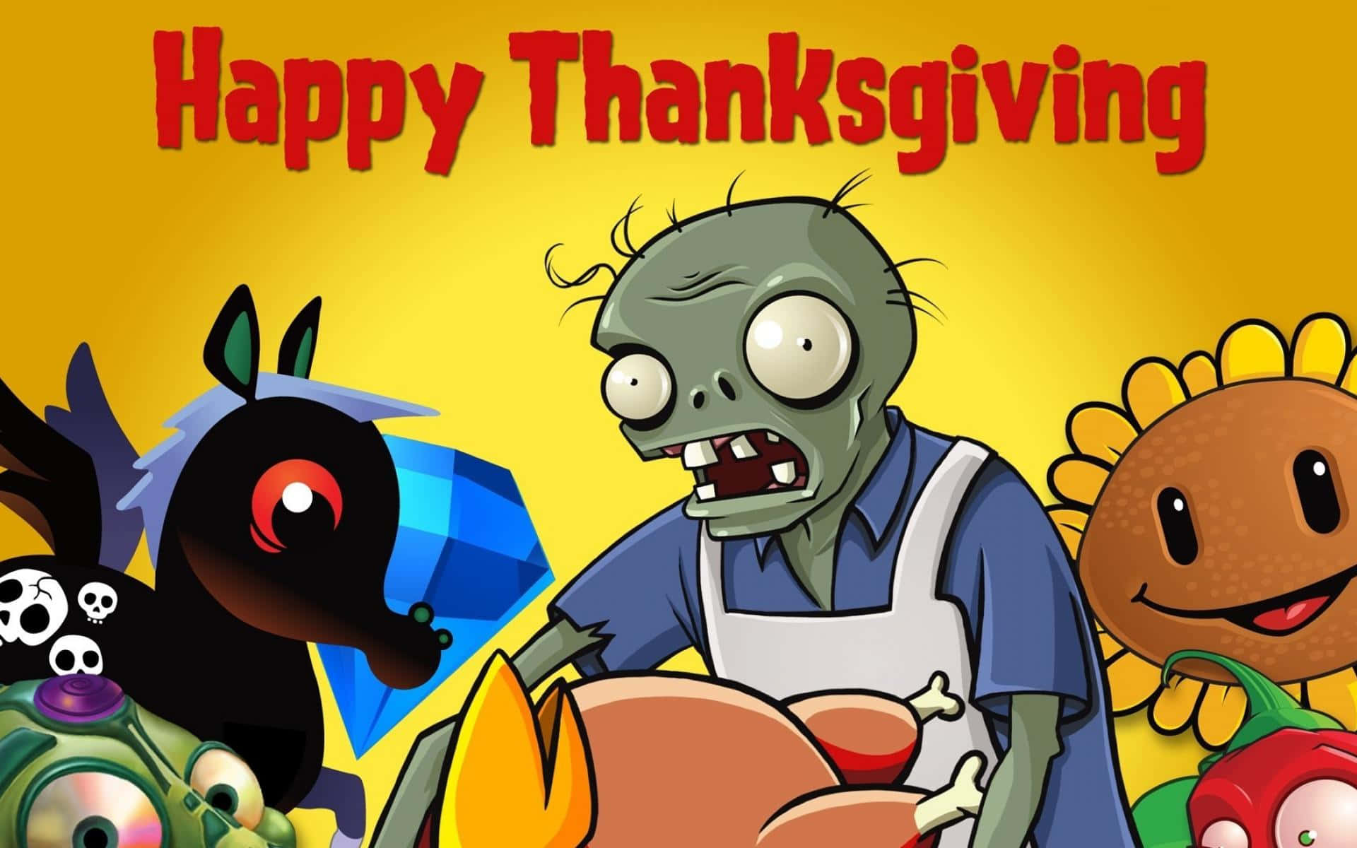 Plants Vs. Zombies Anime Thanksgiving Background