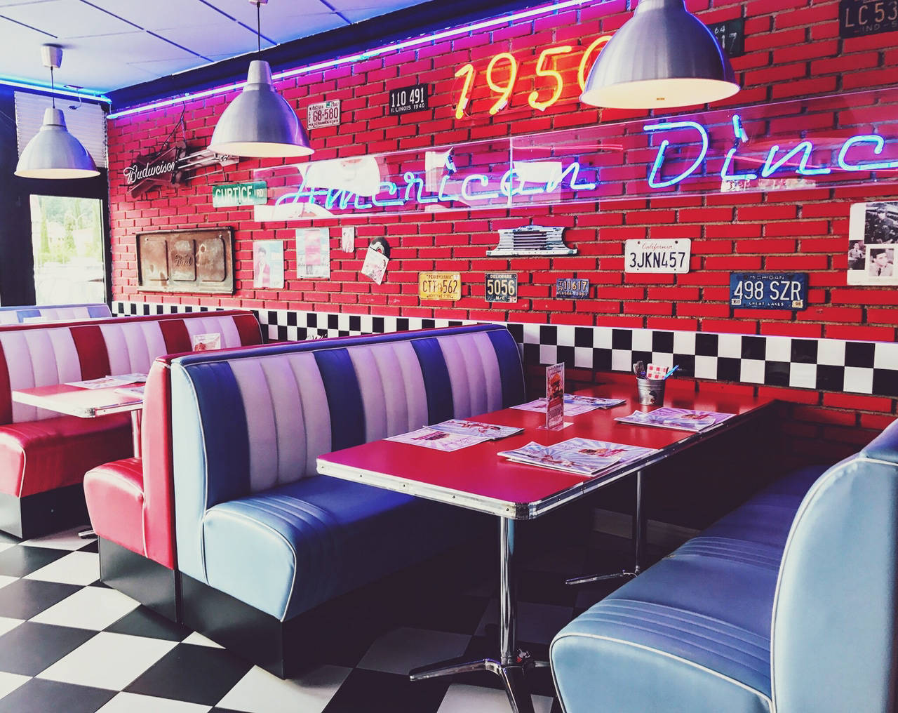 Plate Numbers 50s Diner Background
