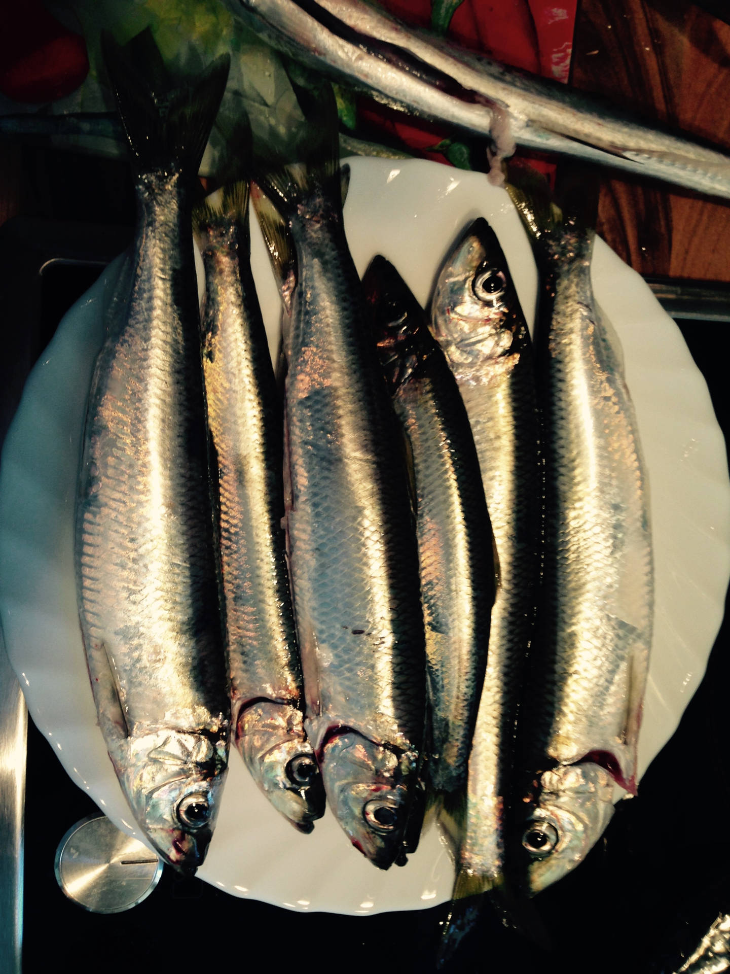 Plate Of Fresh Herrings Background