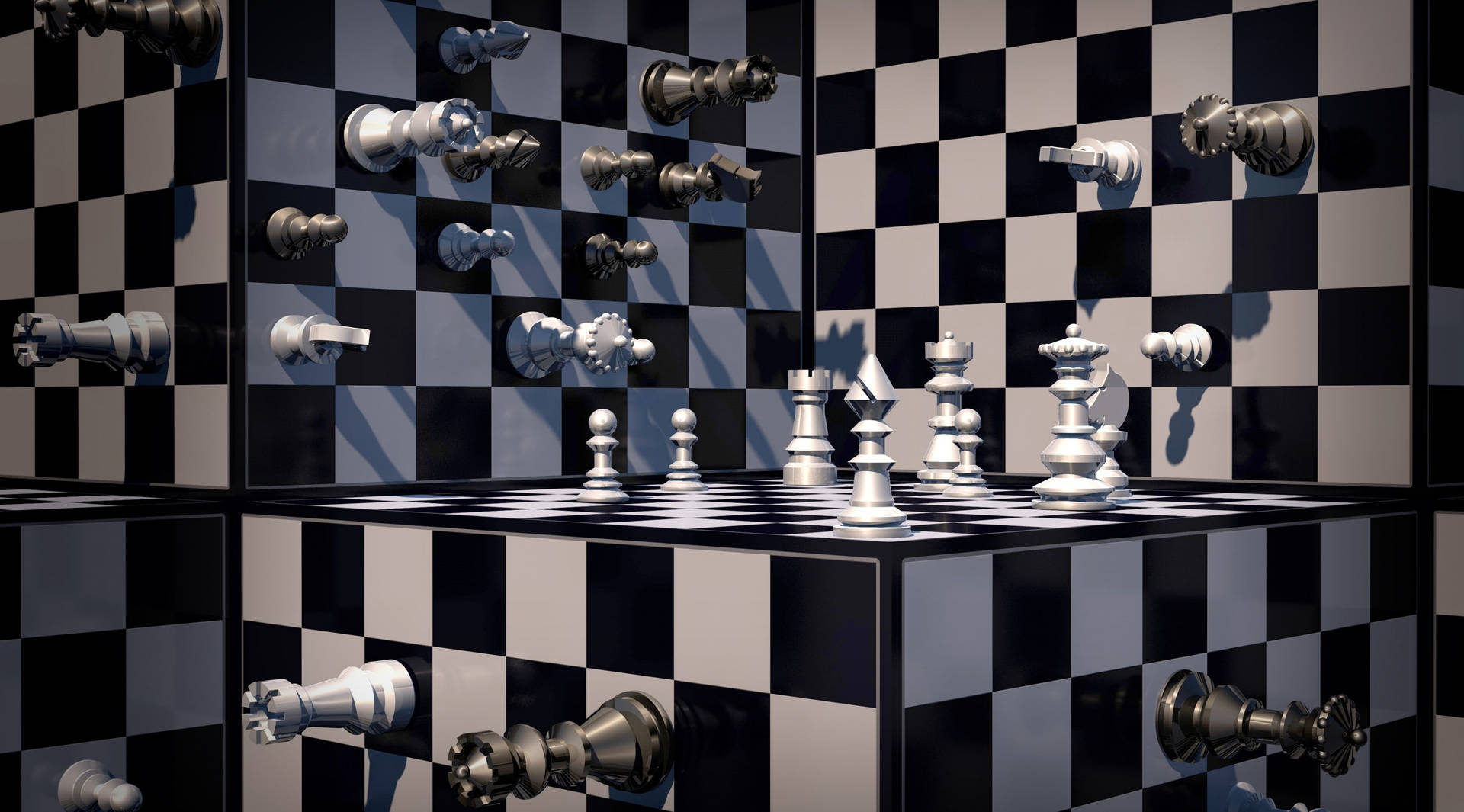 Platonic Solid Black And White Chess Board Background