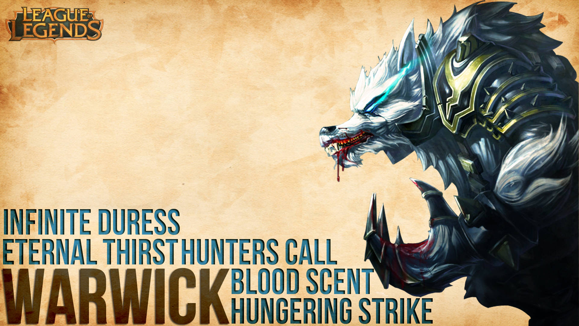 Play As Warwick In The Exciting Strategy Game League Of Legends Background