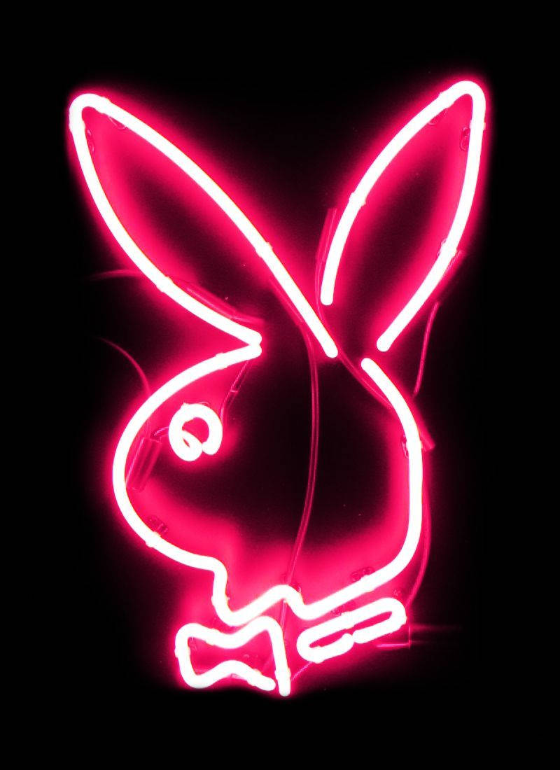 Playboy Logo Neon Pink Light Background