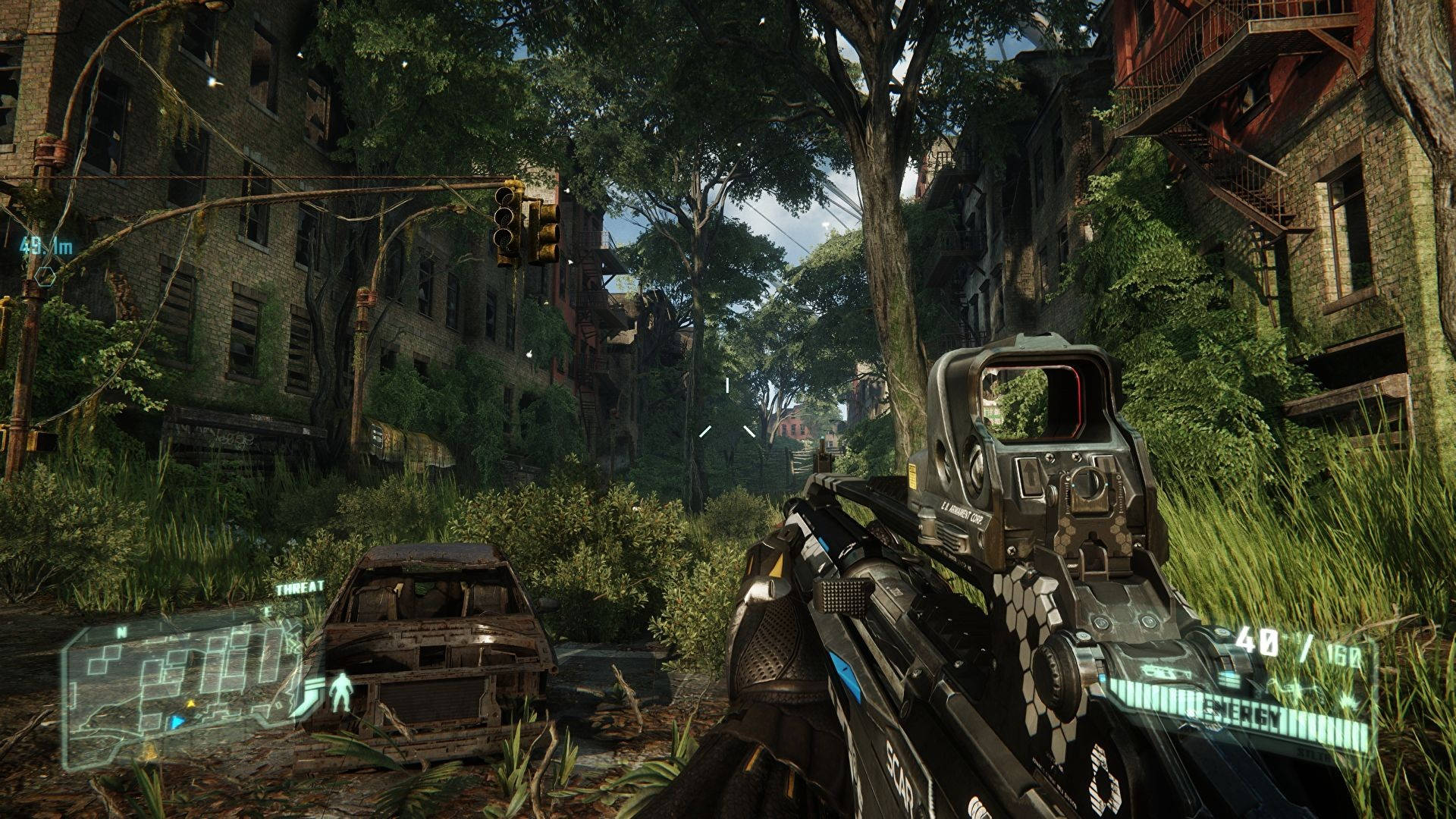 Player Exploring Abandoned City Crysis Remastered Background