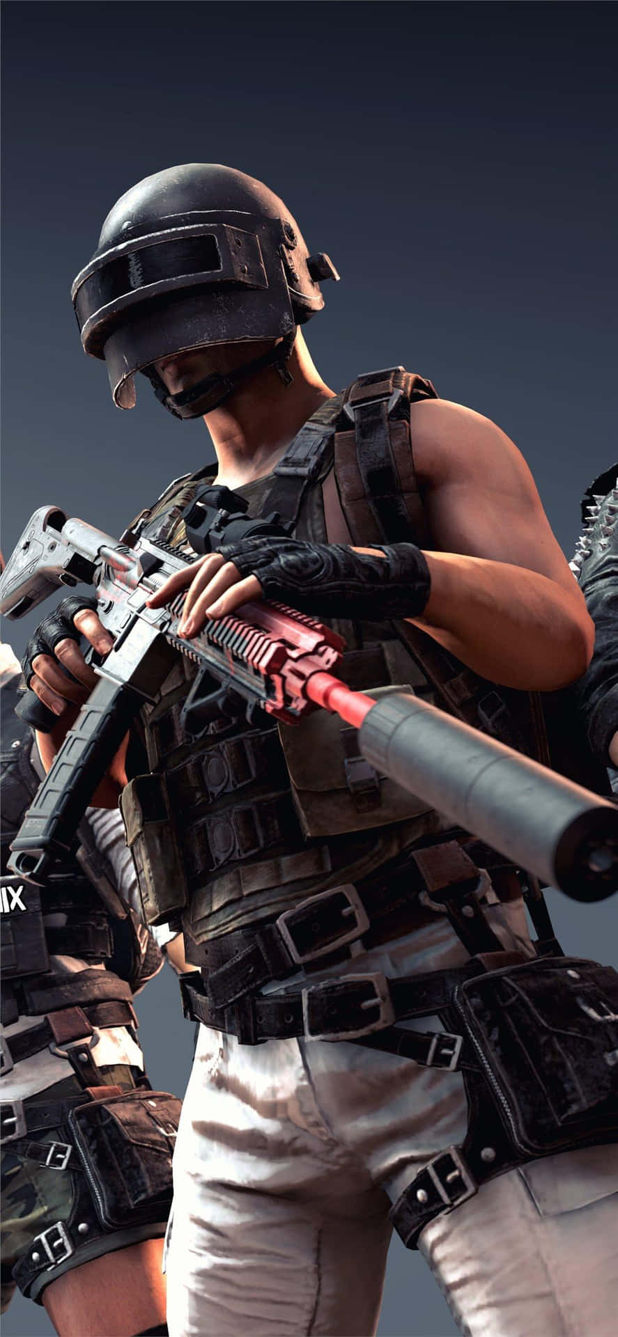Player Holding Black And Red Rifle Pubg Iphone Background