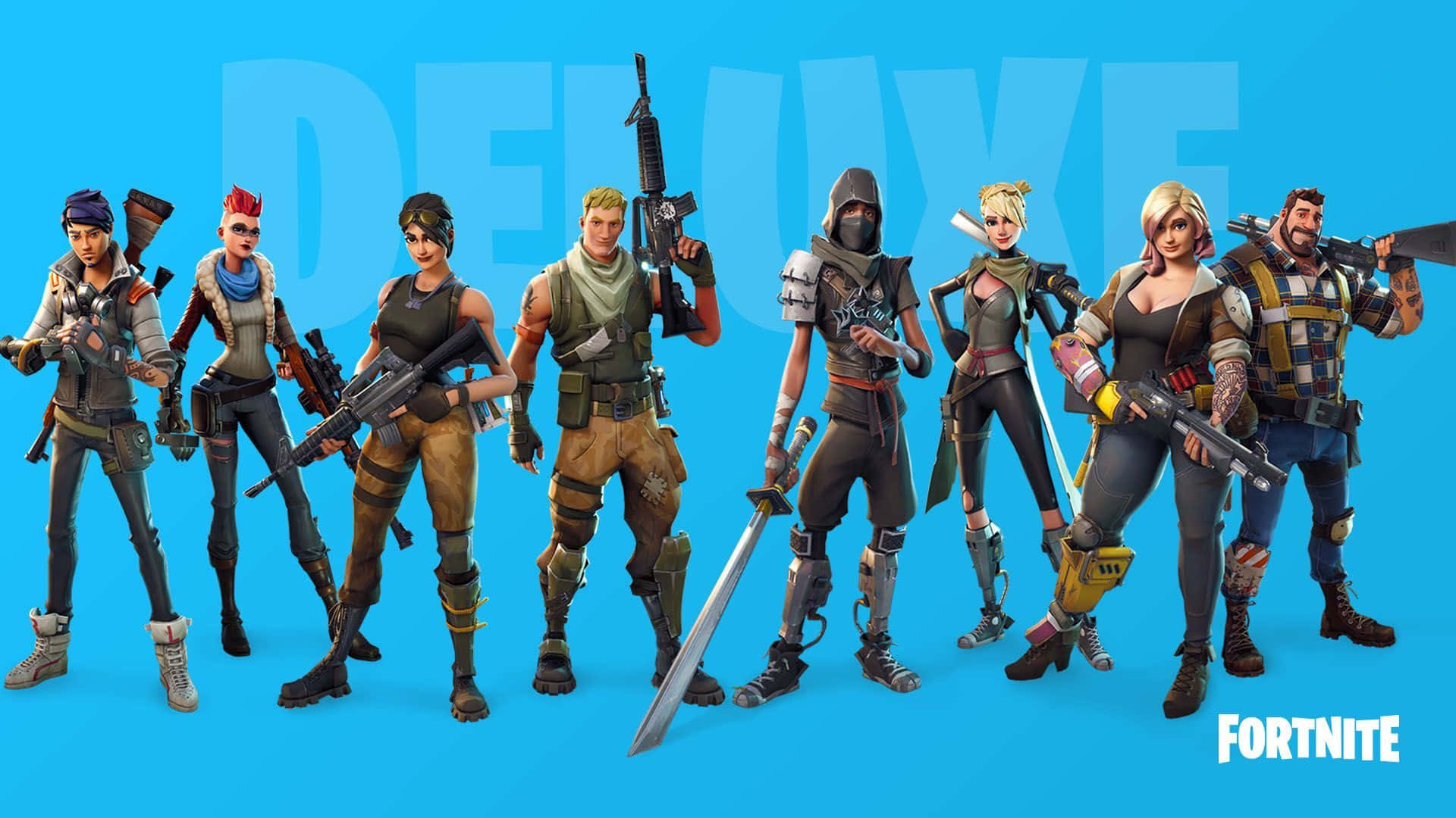 Player Ready For Action In Fortnite Game On Laptop Background