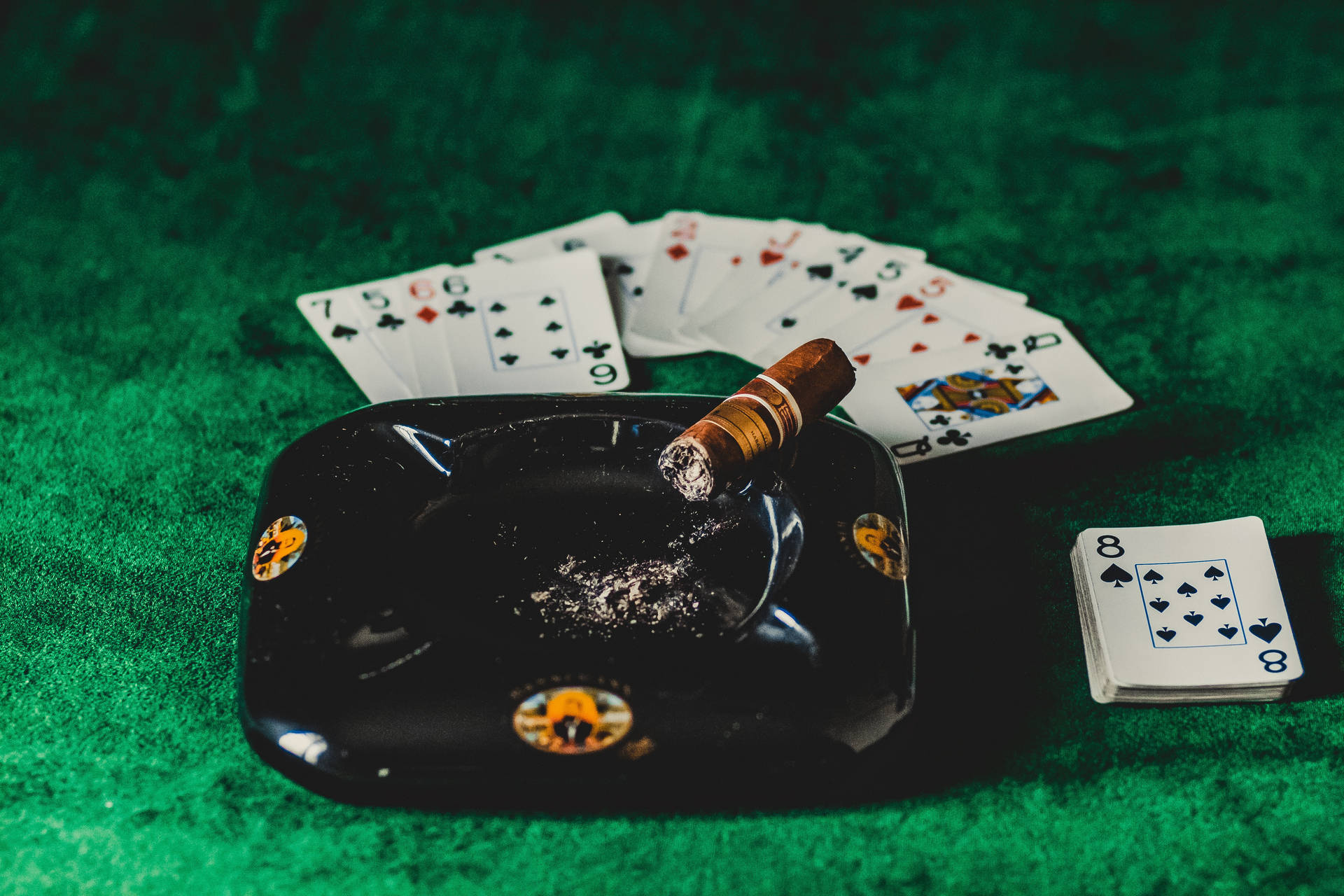 Player's Hand In Blackjack Game Background