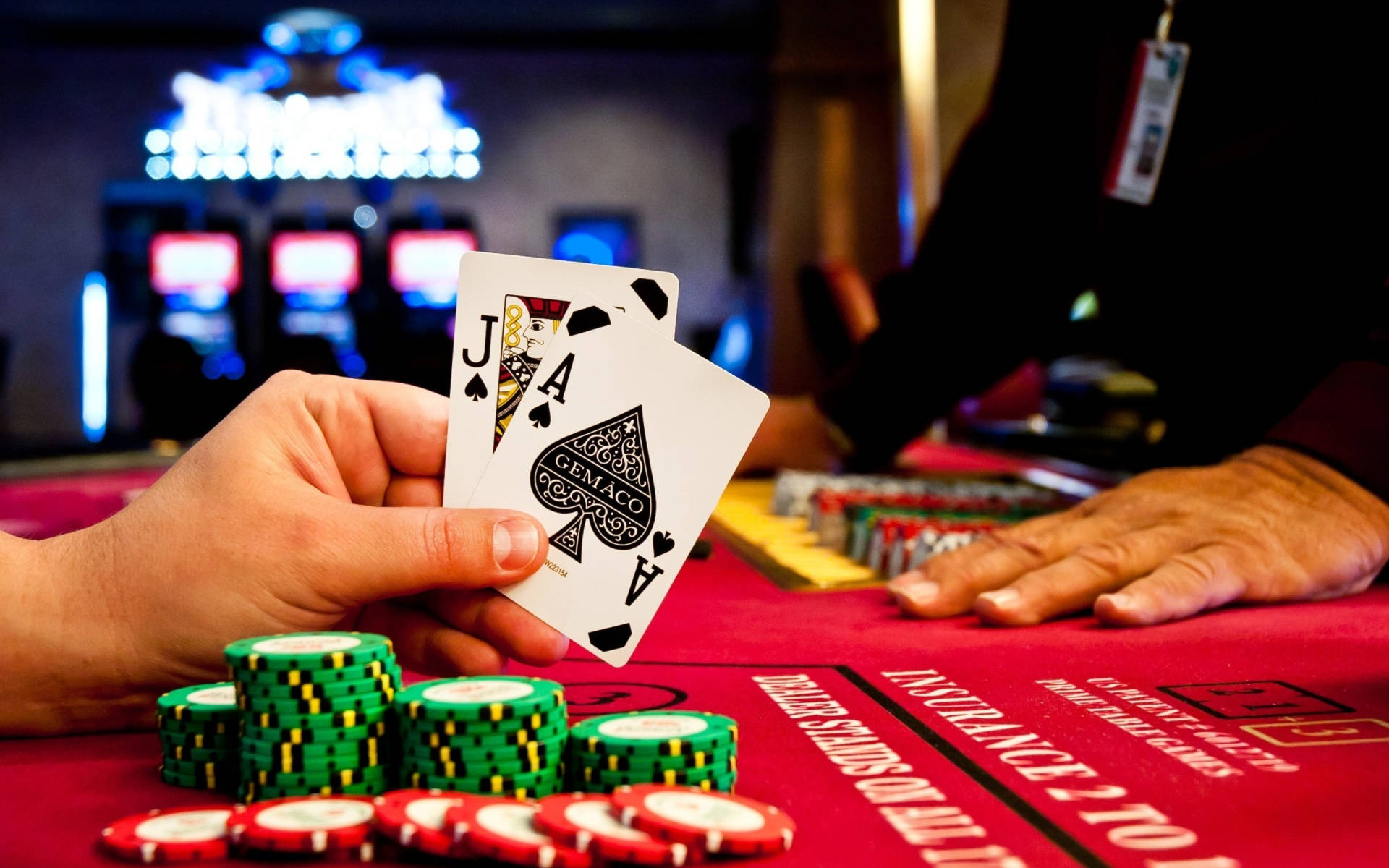 Player Showing Blackjack Cards Background