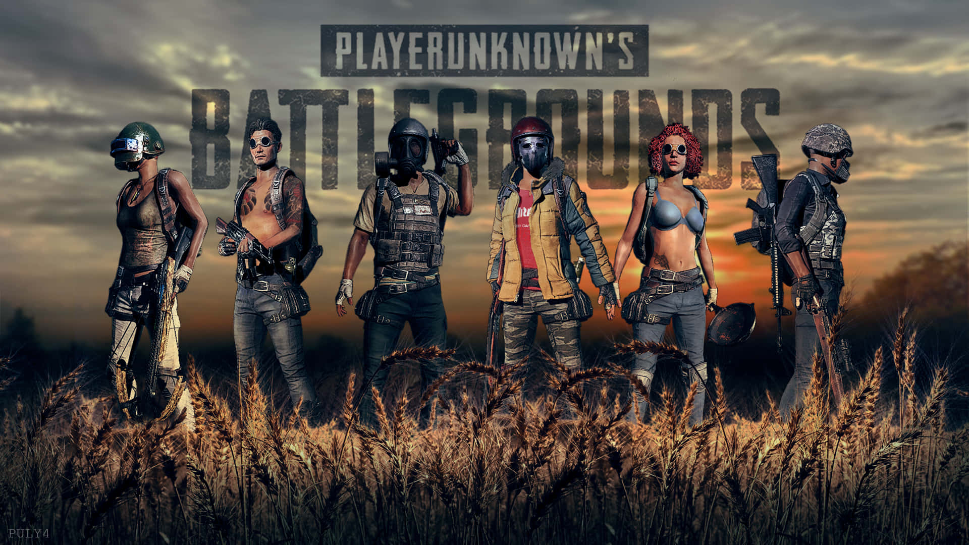 Player Unknown Battlegrounds Characters Grass Field Background