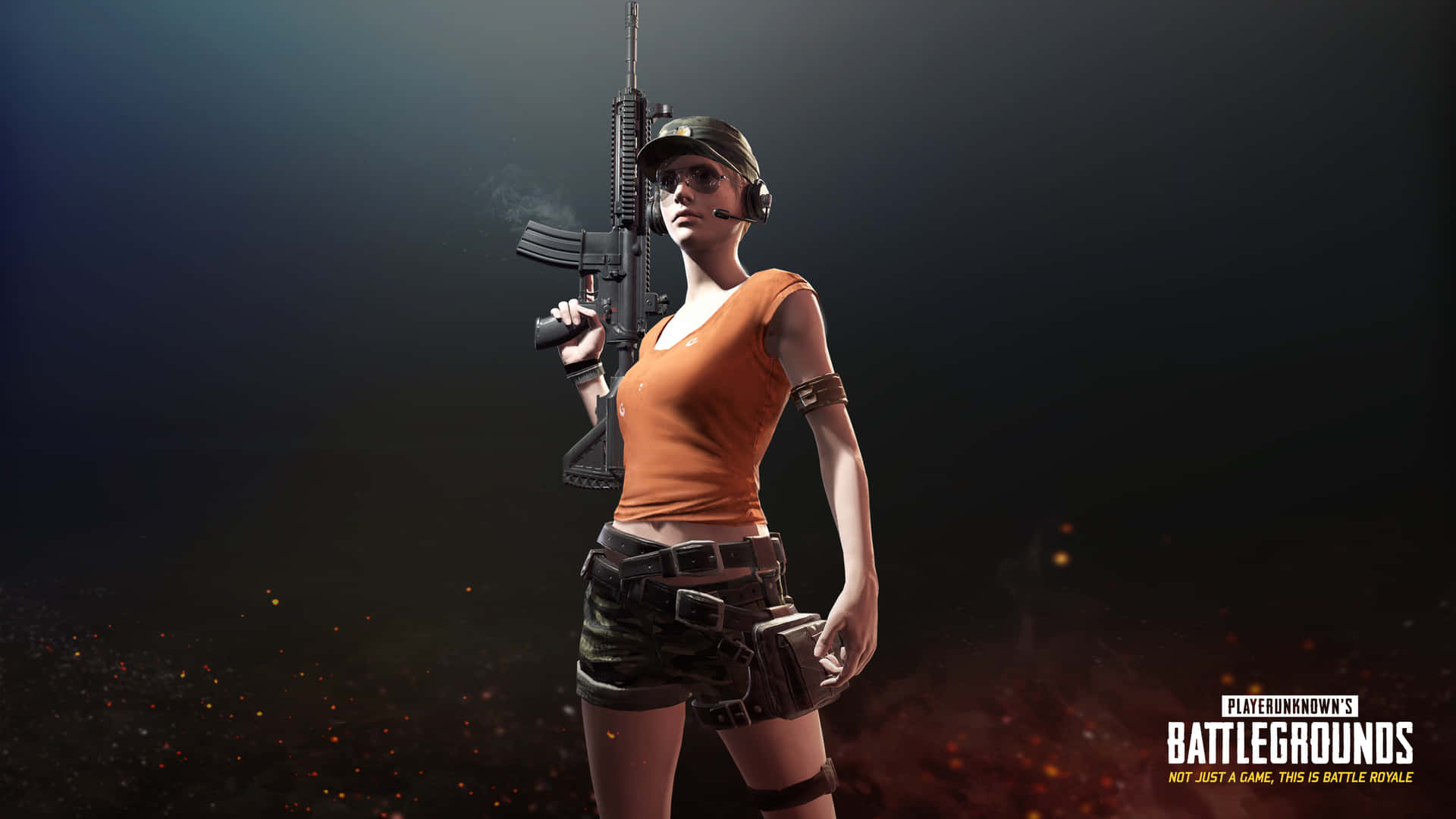 Player Unknown Battlegrounds Female Character With Gun Background