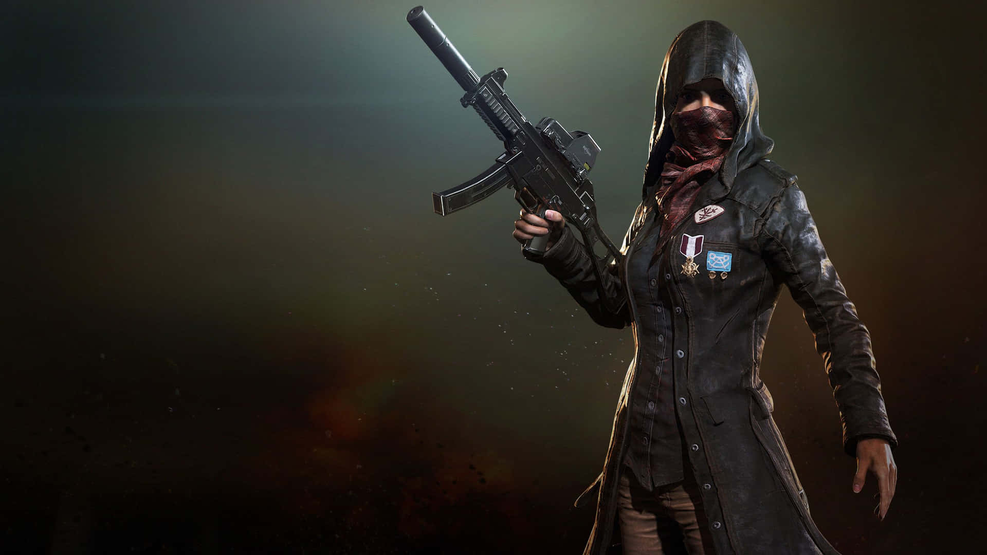 Player Unknown Battlegrounds Hooded Girl With Gun Background