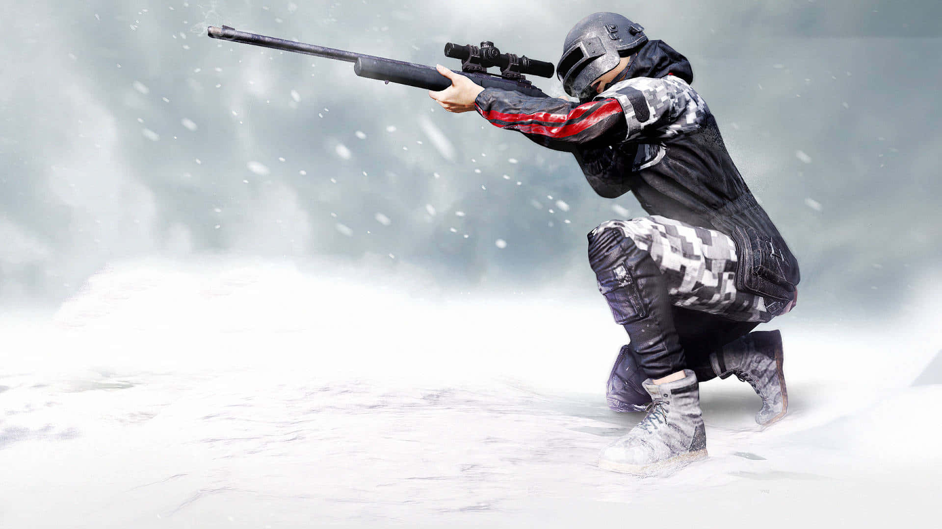 Player Unknown Battlegrounds Player With Gun Snow Background