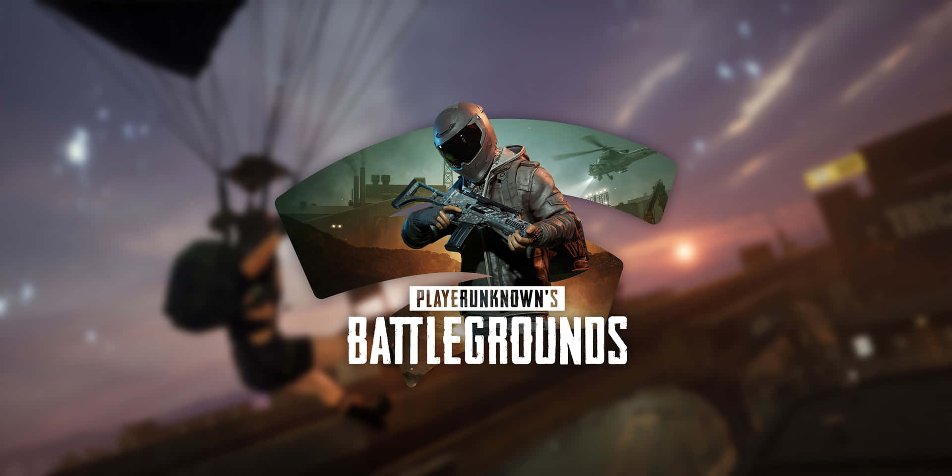 Player Unknown Battlegrounds Soldier With Gun Parachute Background