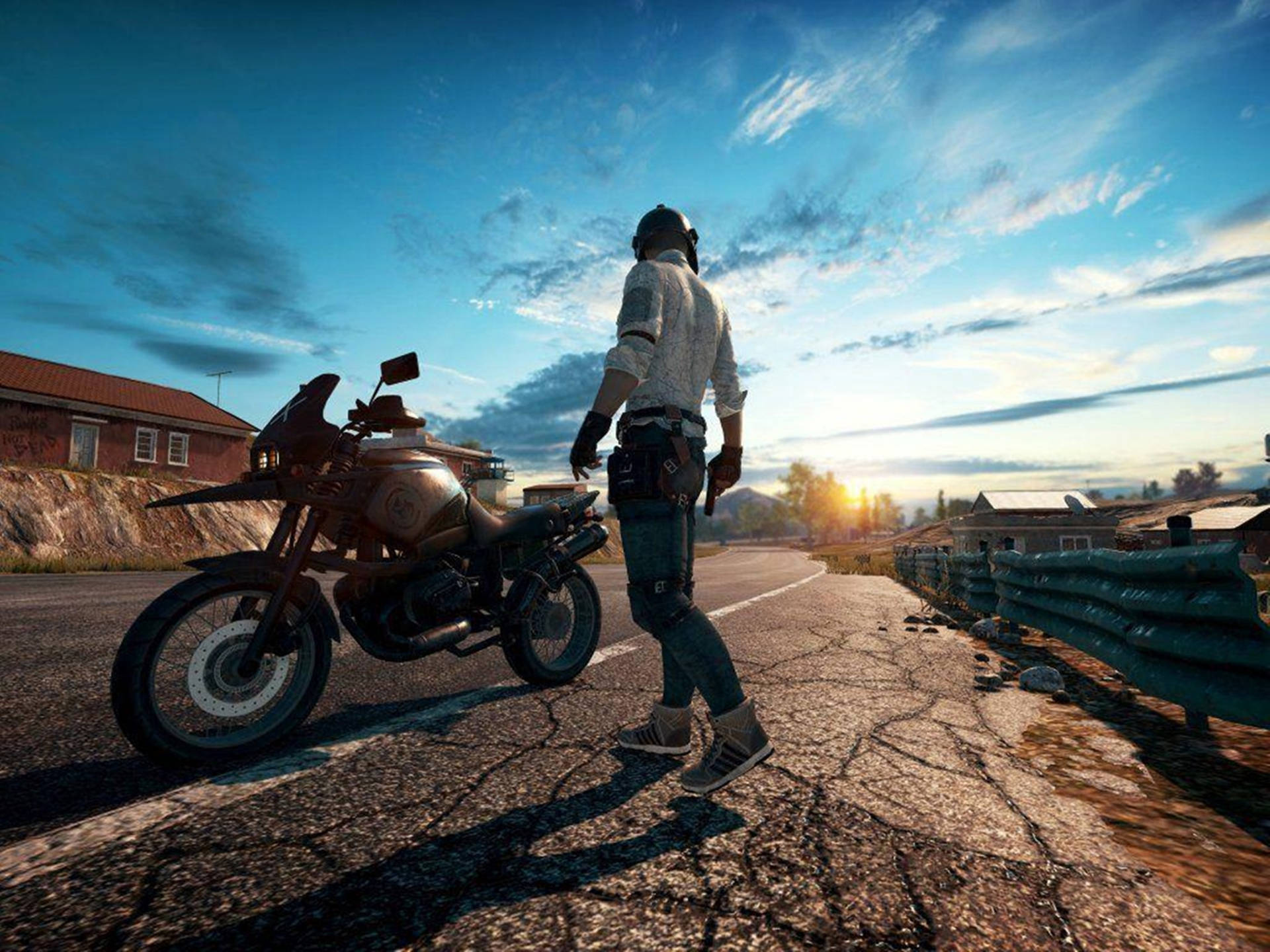 Player With Motorcycle In Player's Unknown Battleground Hd Background